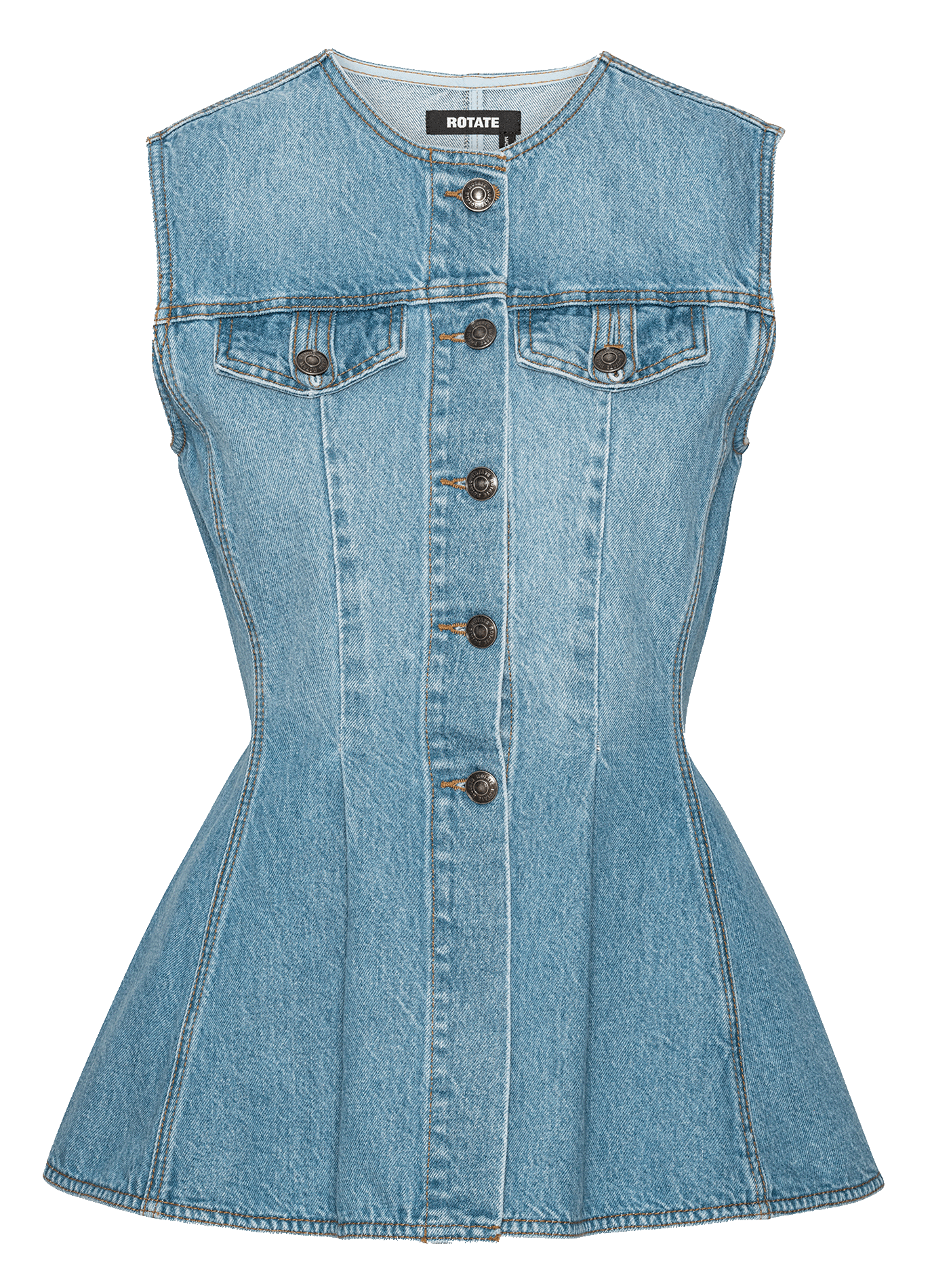 Flared sleeveless denim top ROTATE Blue