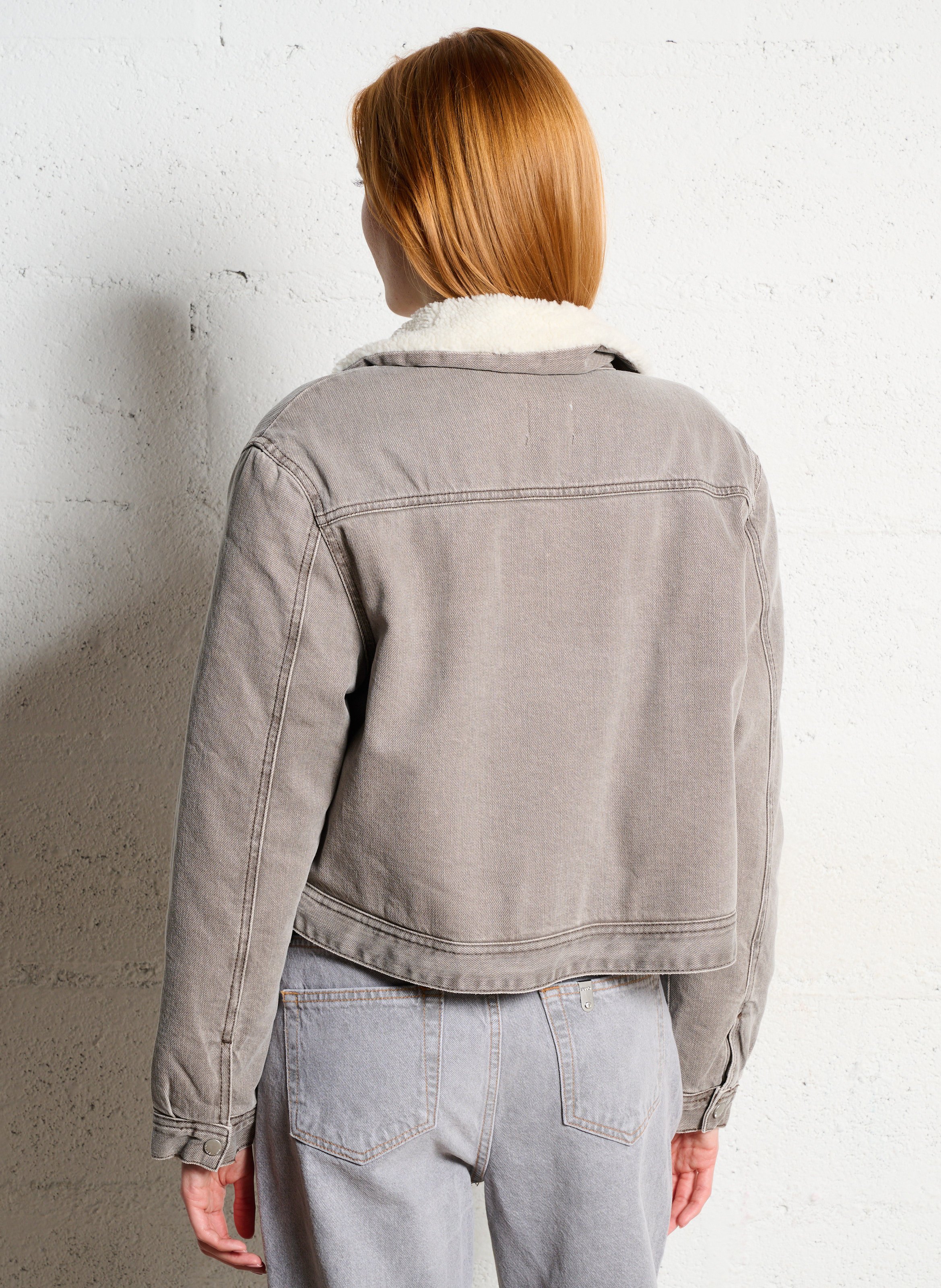 Veste en jean droite en coton mélangé CLAUDIE PIERLOT Beige