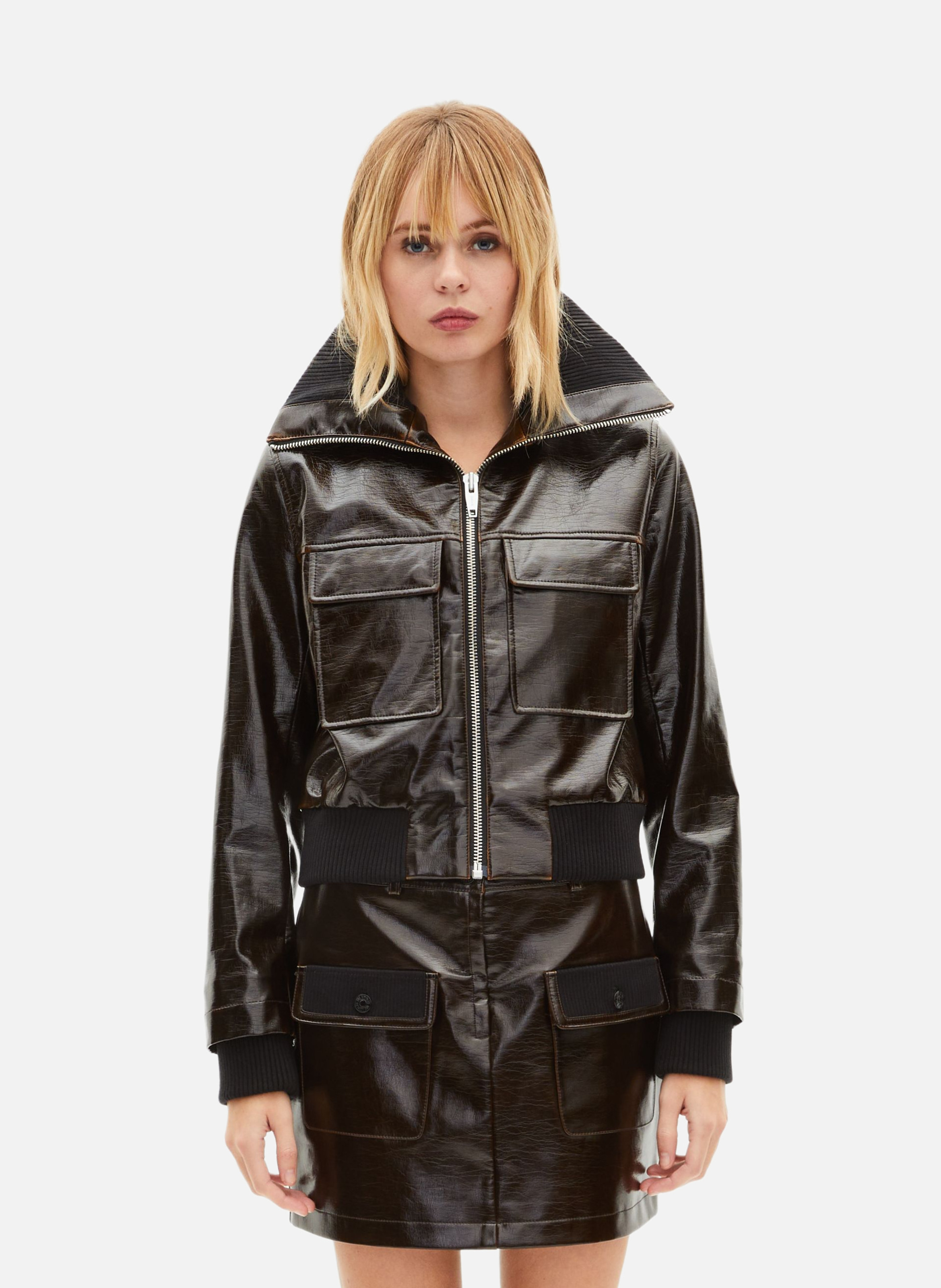 Vinyl effect jacket THE KOOPLES Brown