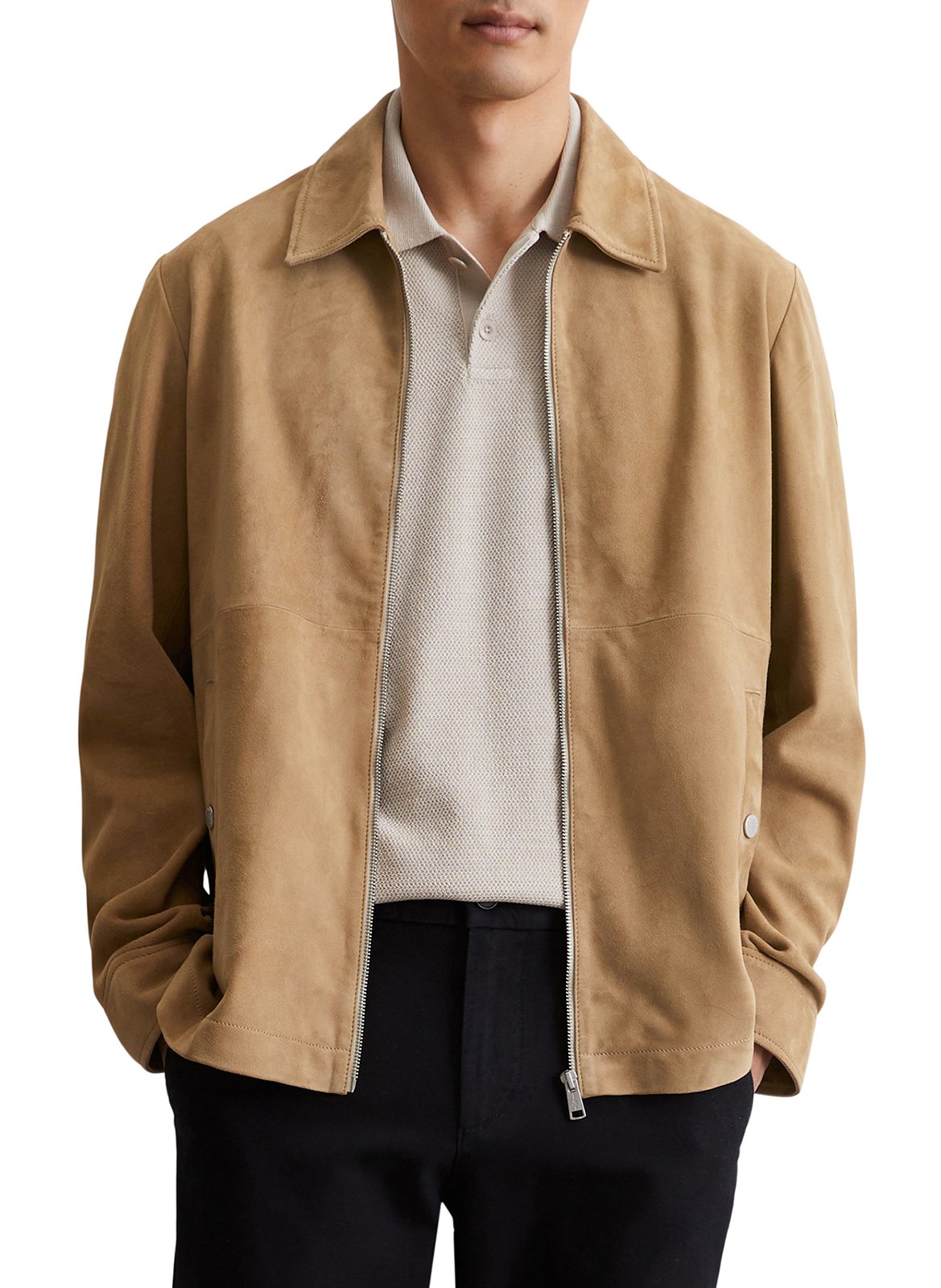Lambskin leather jacket with classic collar MARC O'POLO Beige