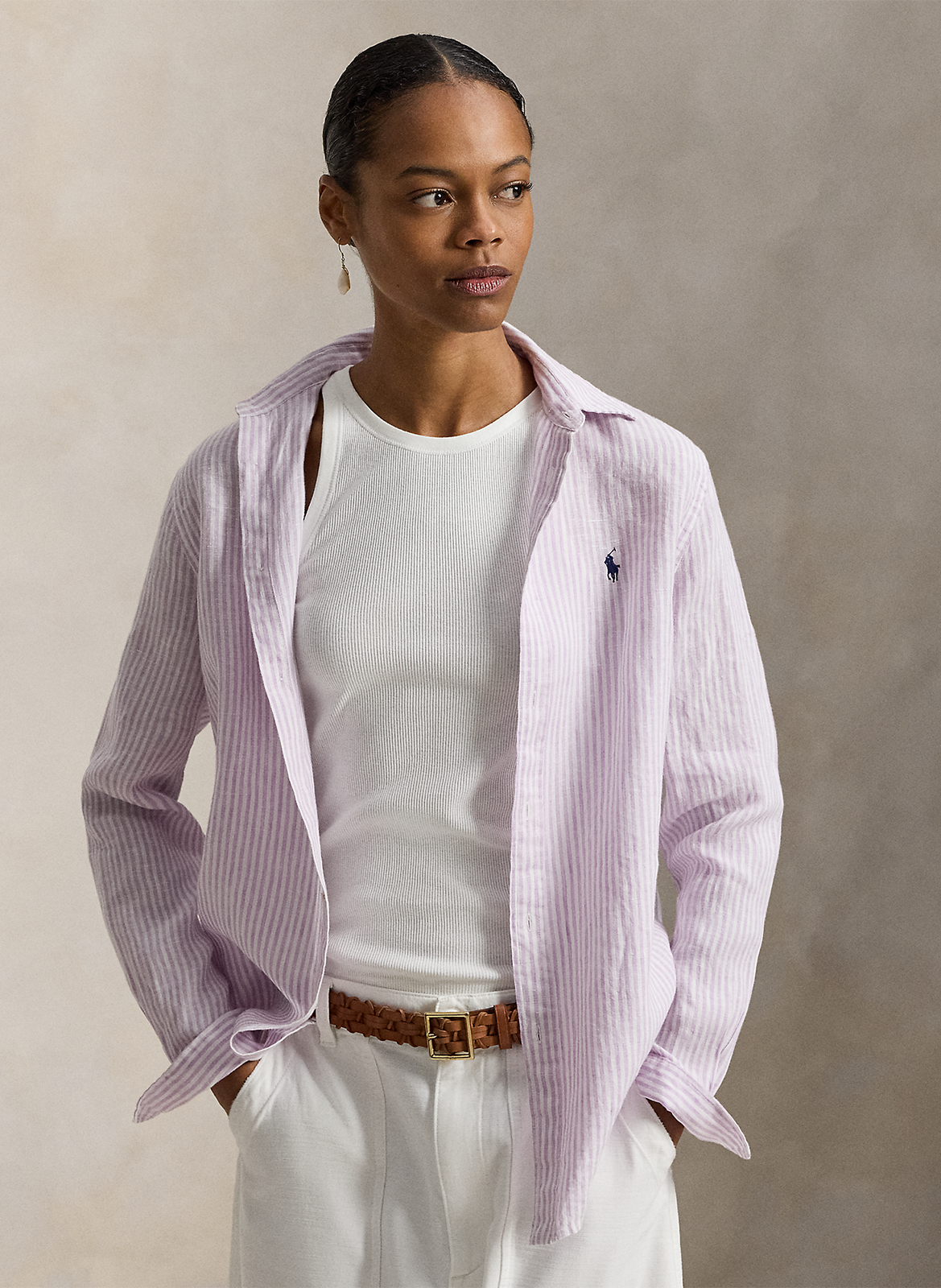 Recht, linnen overhemd met klassieke kraag POLO RALPH LAUREN