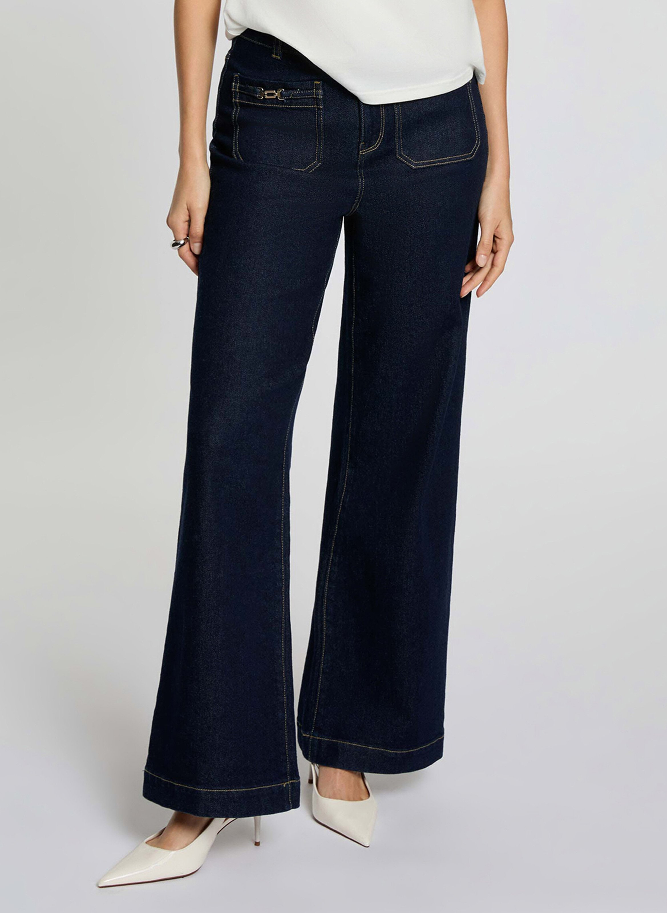 Jean large brut à ornements MORGAN Bleu