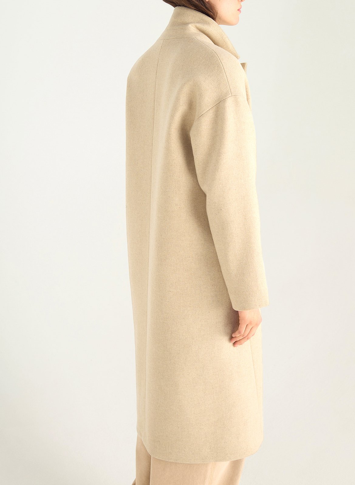 Manteau col tailleur en laine mélangée ACOTE Blanc