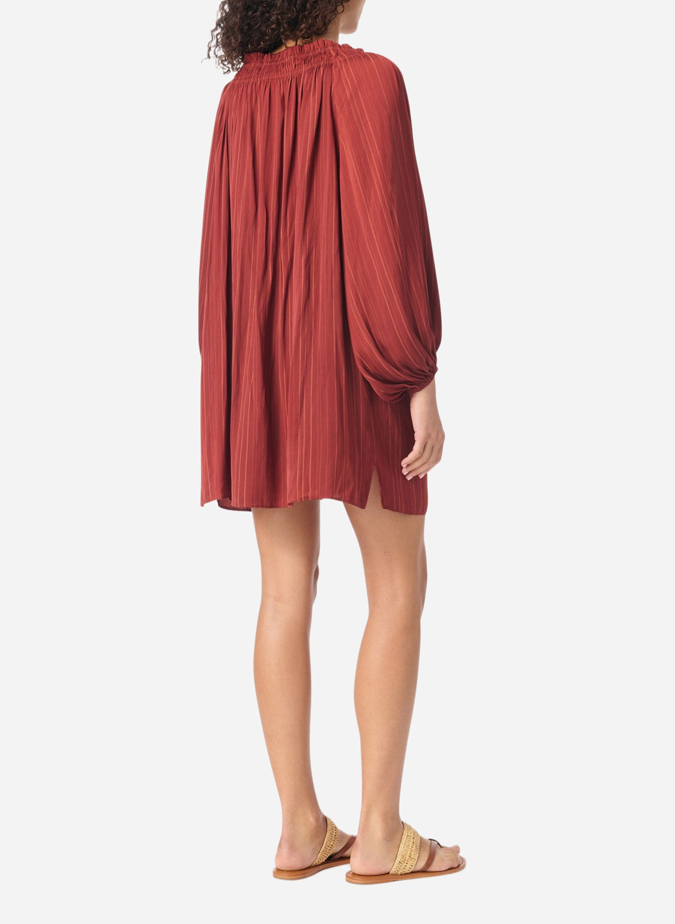 Robe courte ample à rayures fines VANESSA BRUNO Rouge