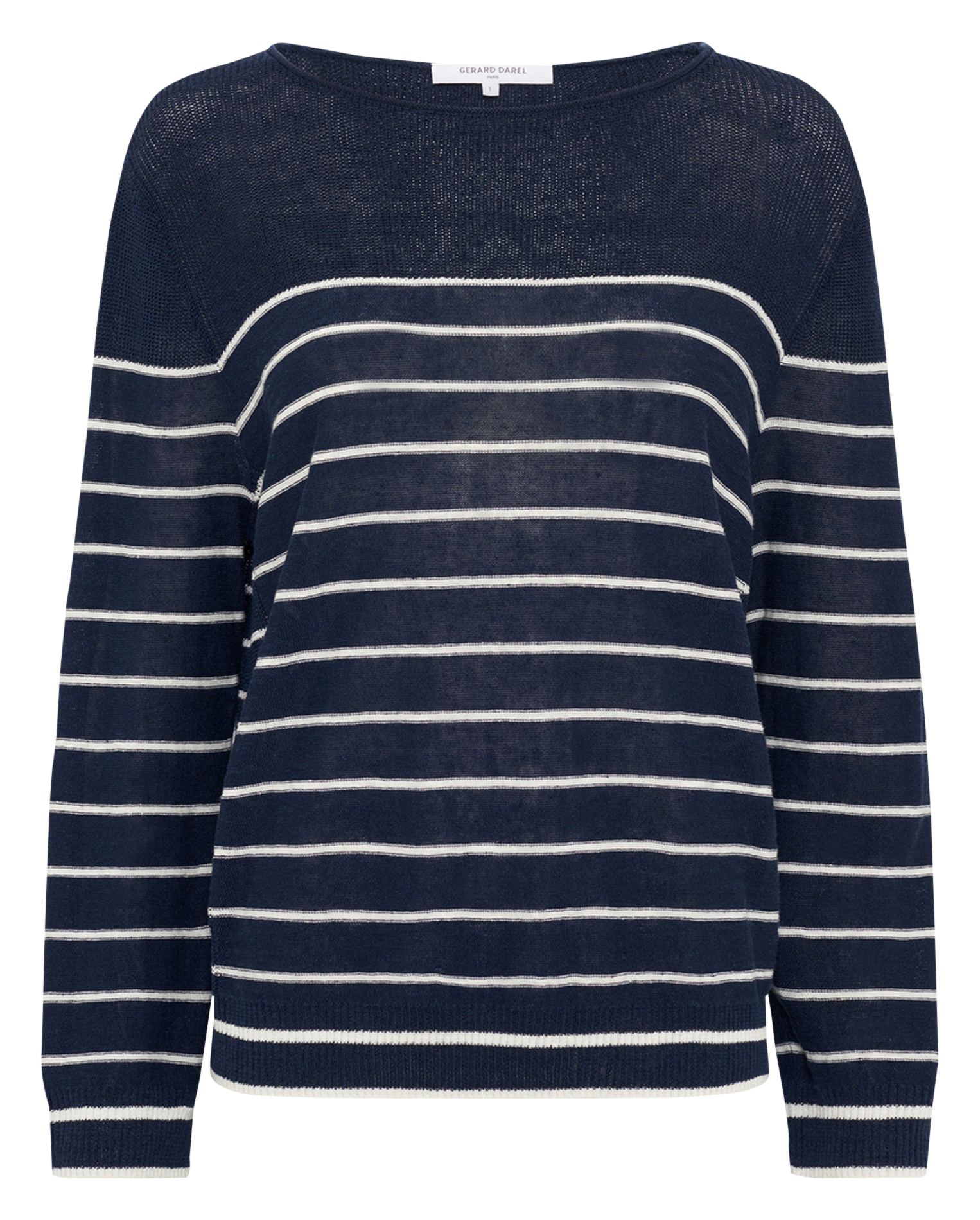 Straight boat neck striped linen blend sweater GERARD DAREL Blue