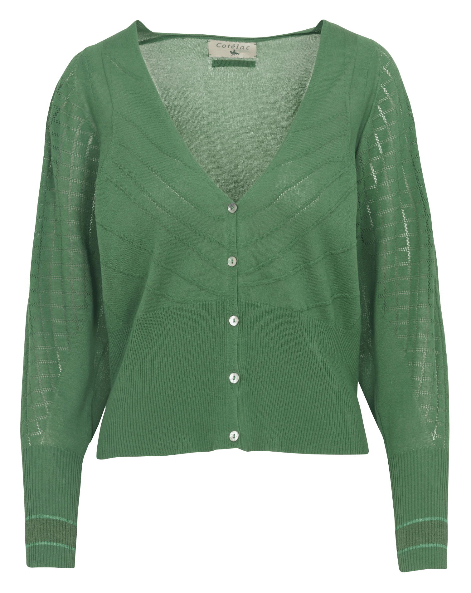 Taillierter Cardigan mit Fledermausärmeln. COTELAC Weiss