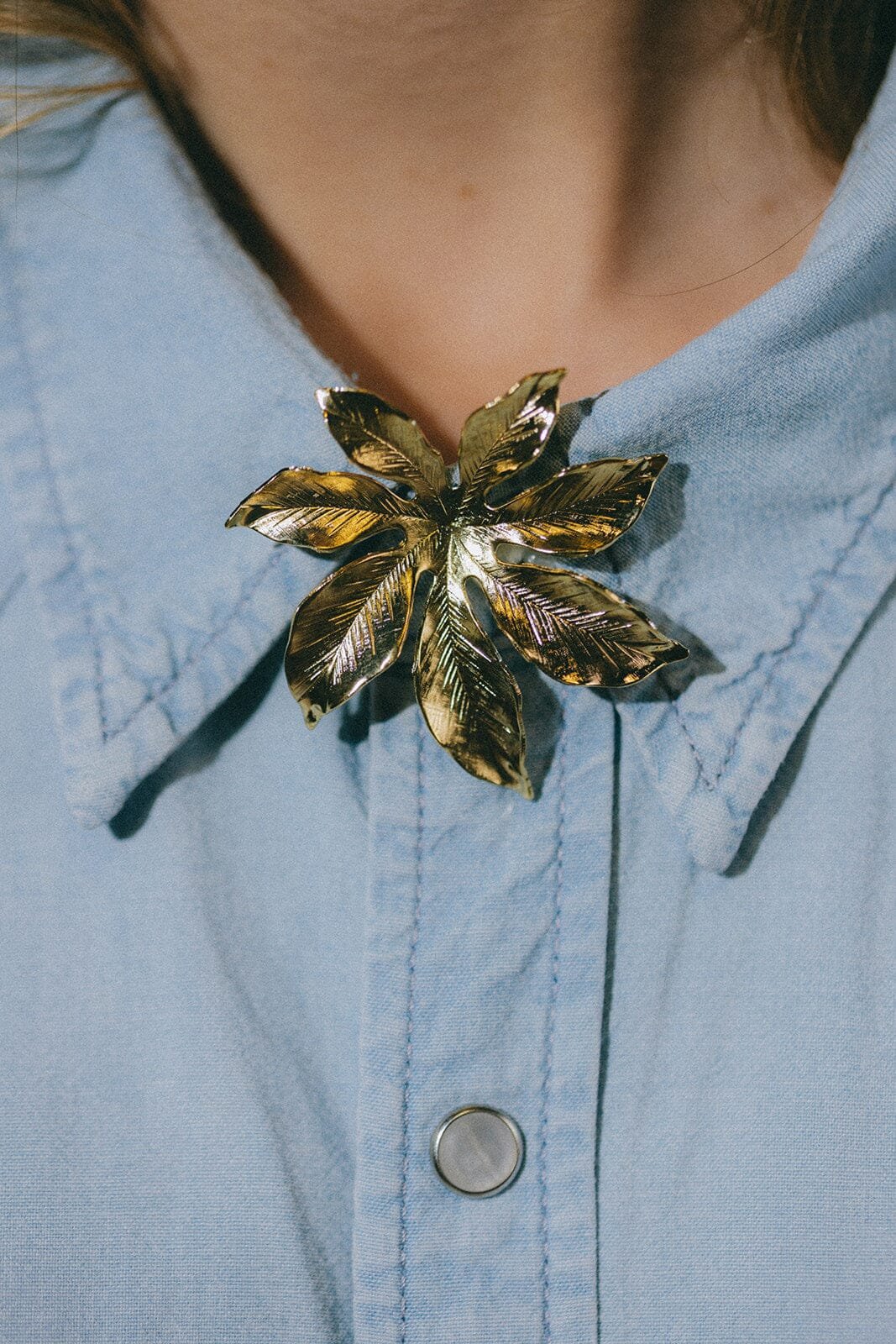 Gold-plated flower brooch MONSIEUR SIMONE Silver
