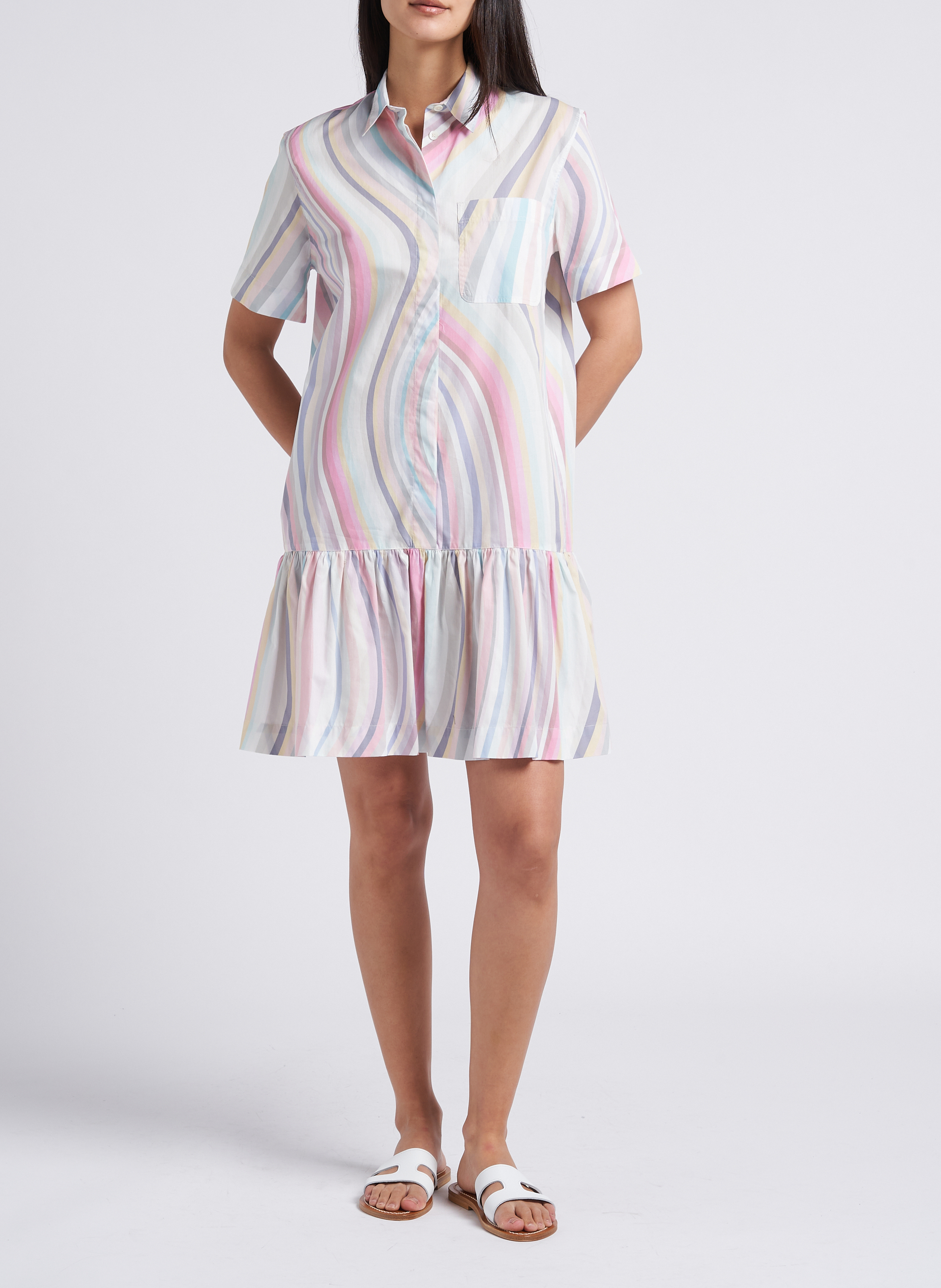 Kurzes Hemdblusenkleid aus Baumwolle mit Print PAUL SMITH Mehrfarbig