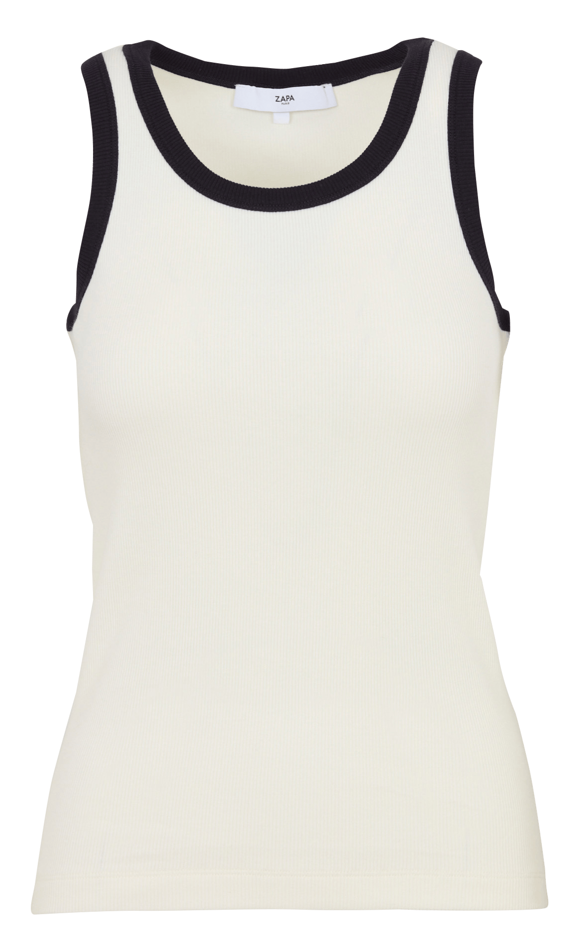 Top droit col rond en coton mélangé ZAPA Blanc