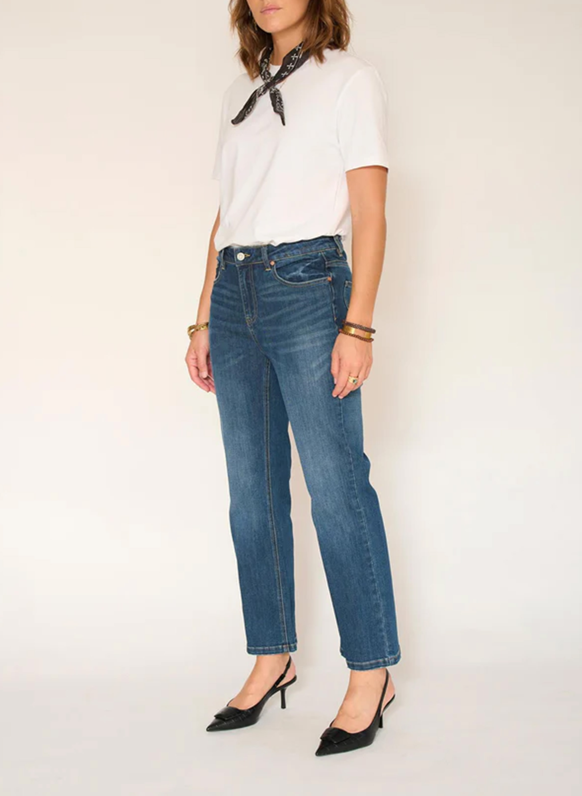 Jean flare en coton mélangé MKT Bleu