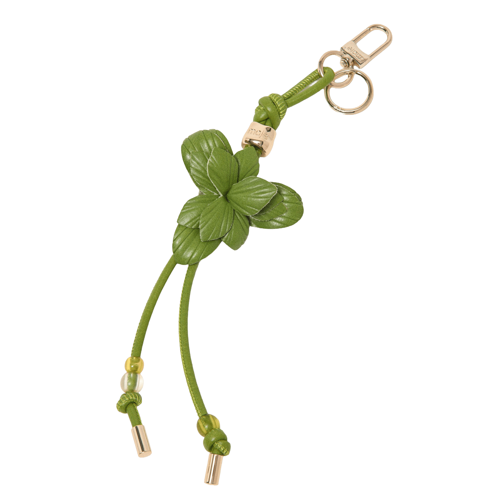Schlüsselanhänger aus Leder mit Blumen MAJE Grun