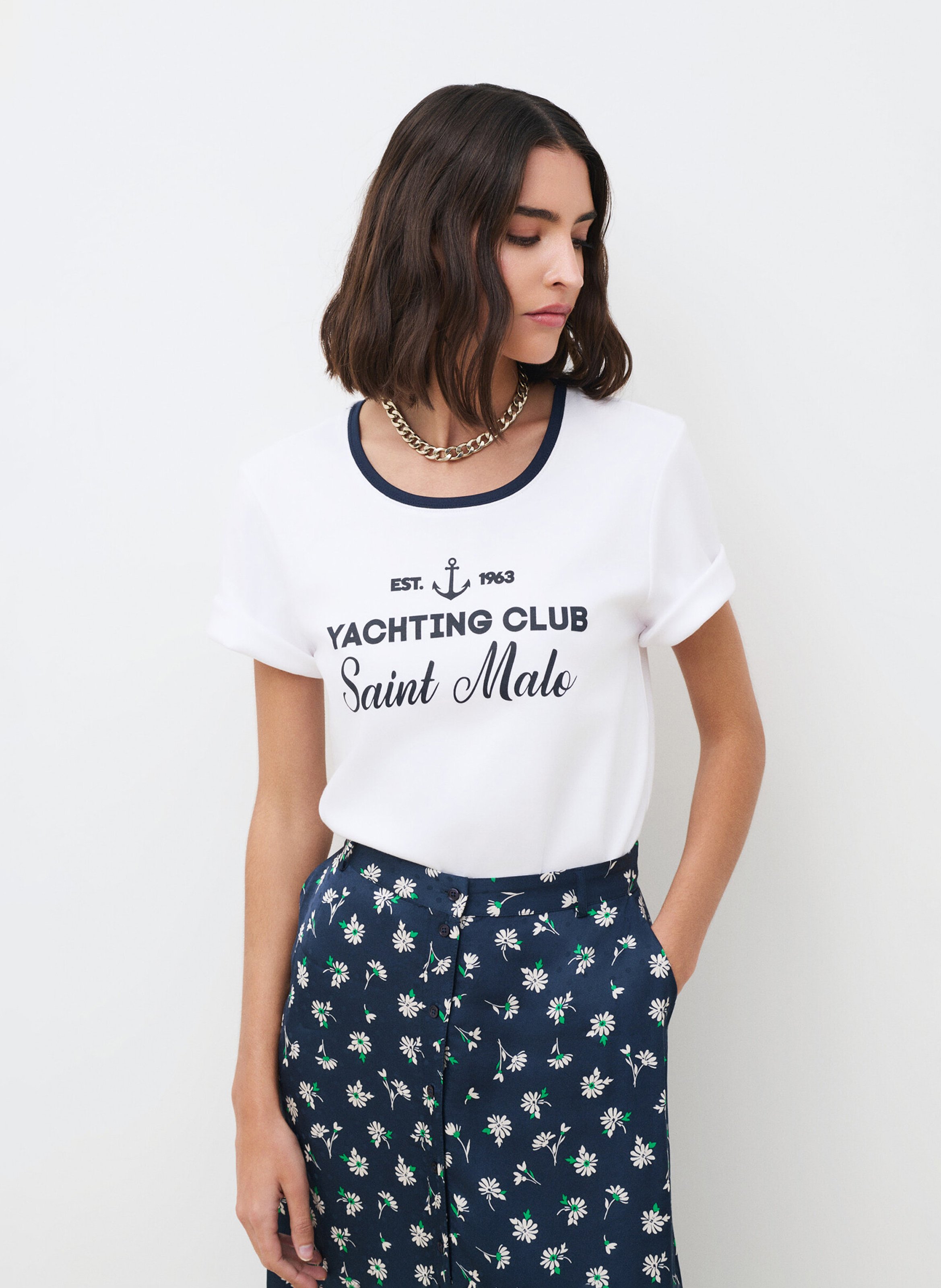 Halflange, gerende rok CAROLL Blauw