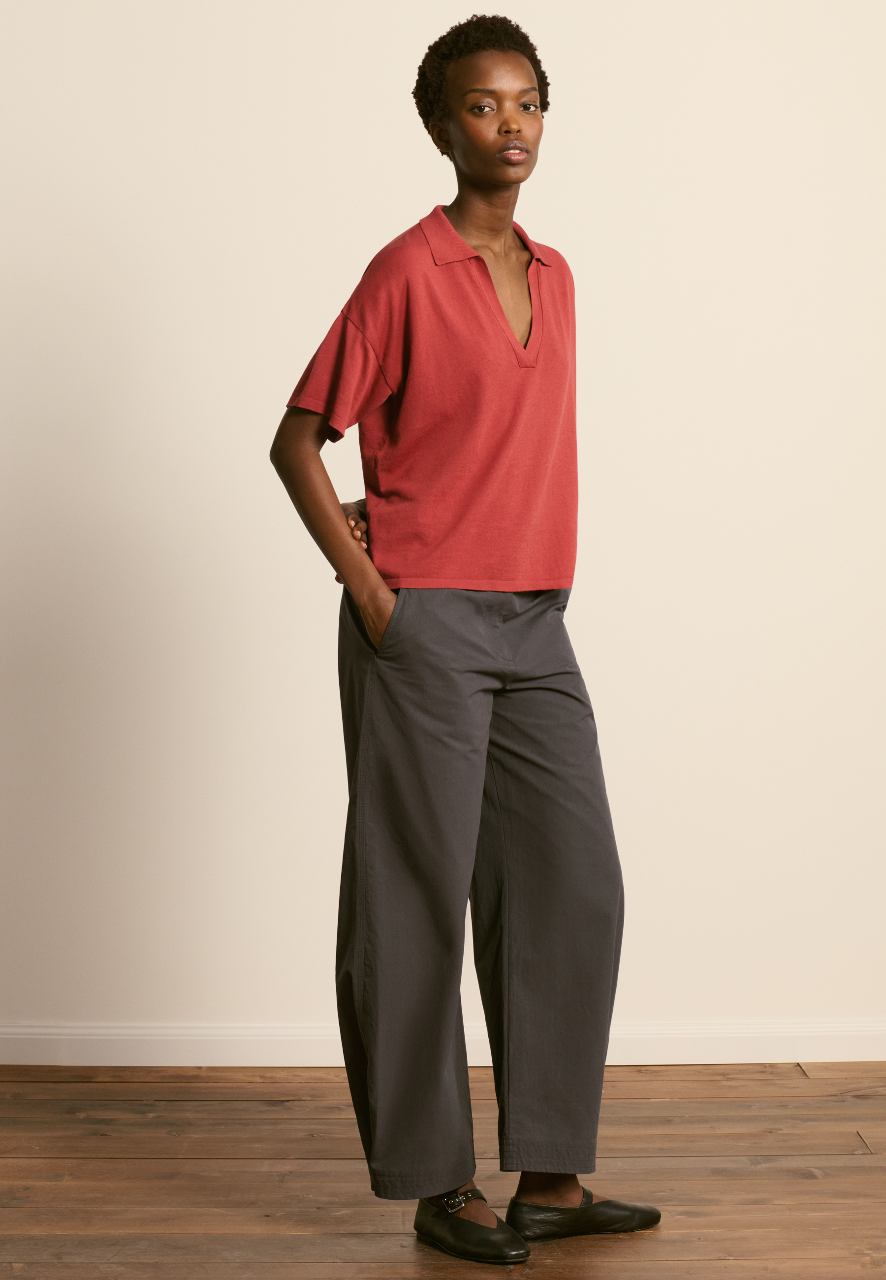 Polo en coton biologique MAISON MONTAGUT Marron