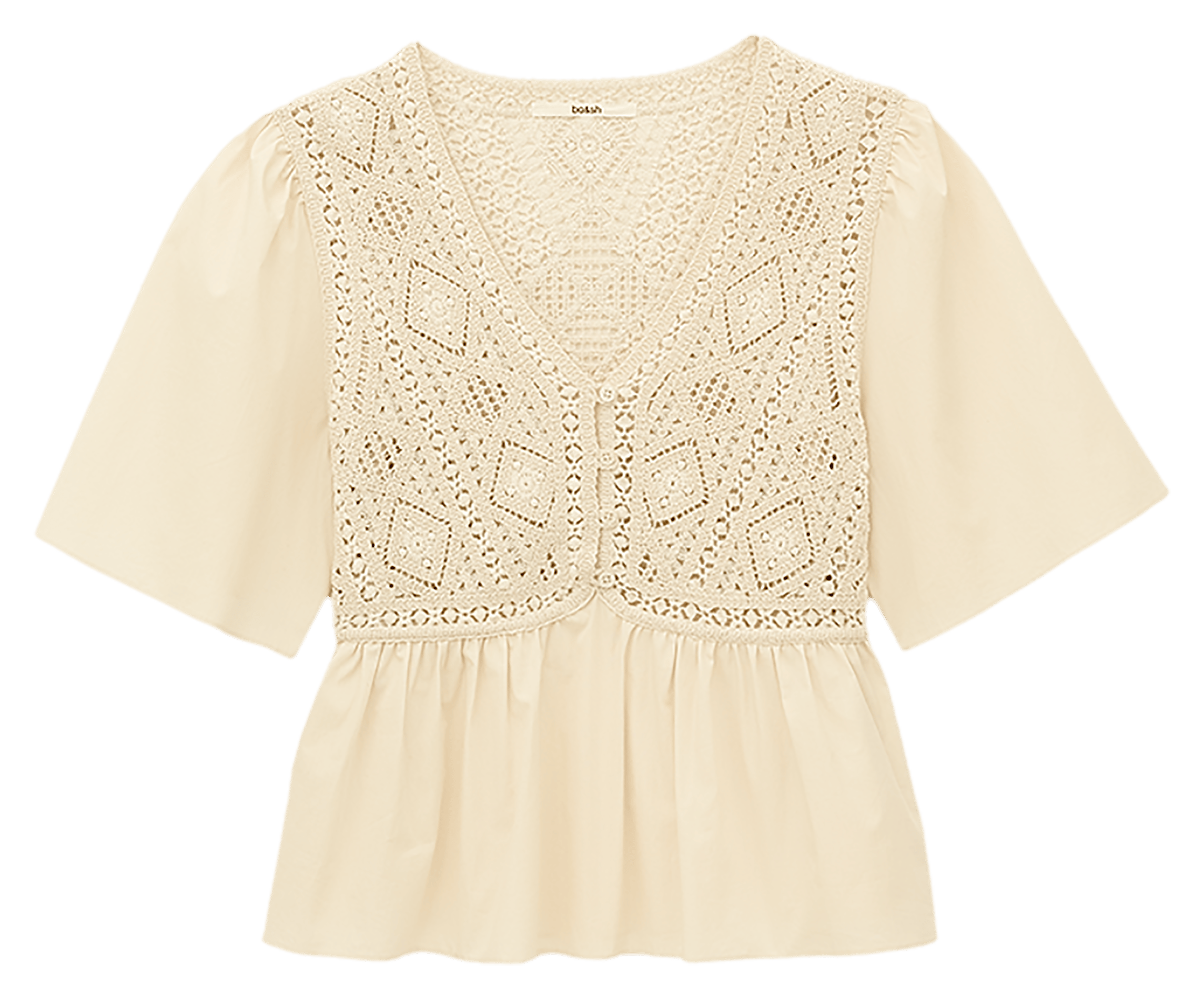 Top col V en coton BA&SH Beige