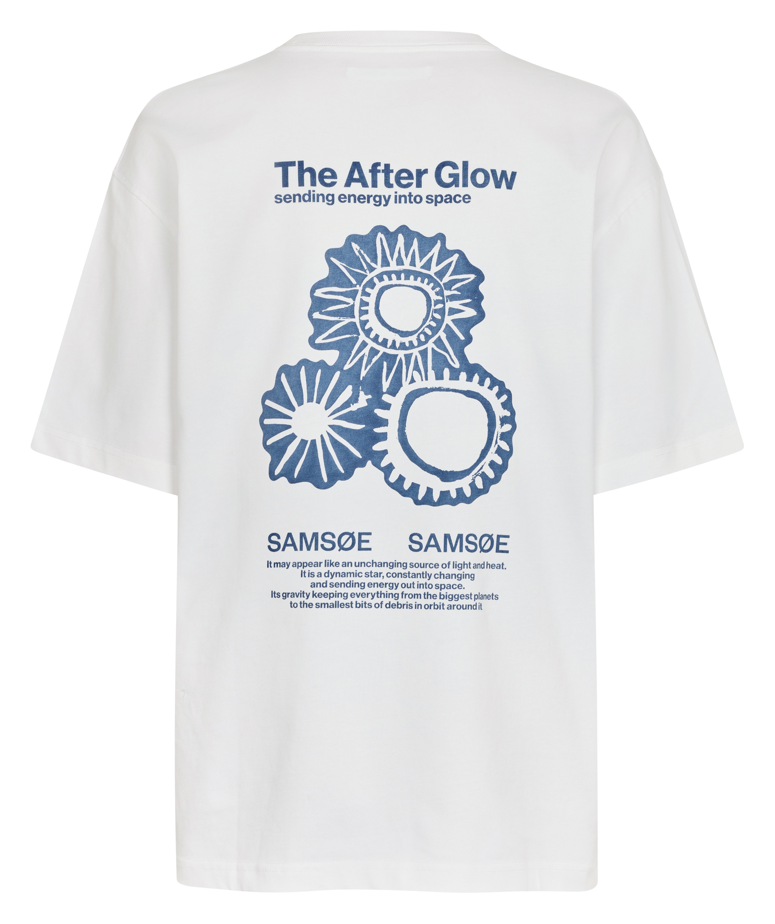 Oversized round neck organic cotton t-shirt SAMSOE SAMSOE Blue