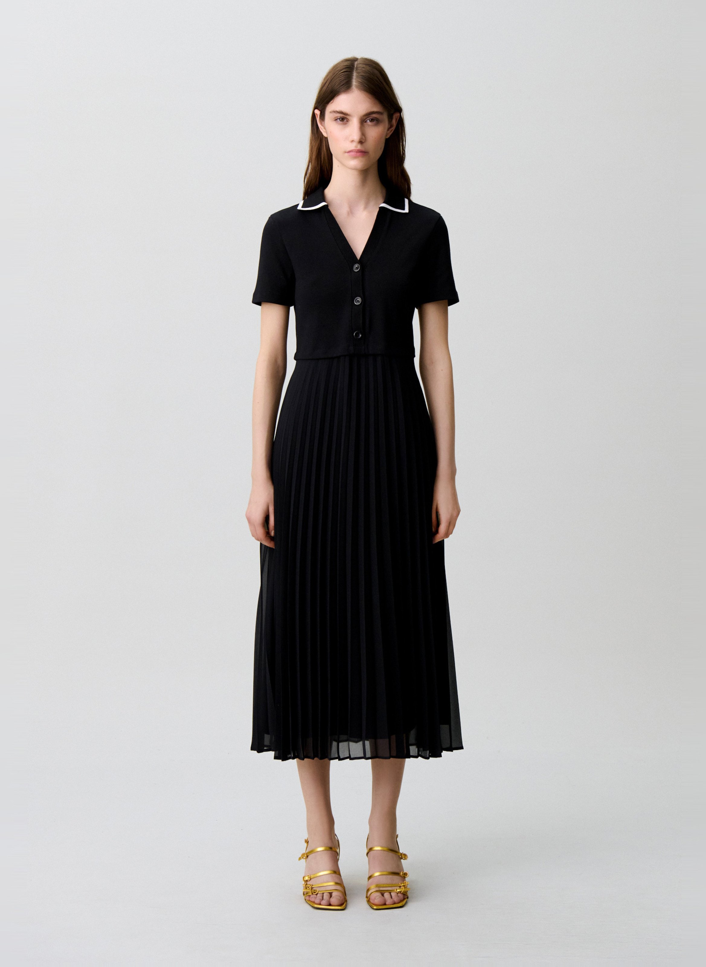 Long dress with classic knit collar CLAUDIE PIERLOT Black