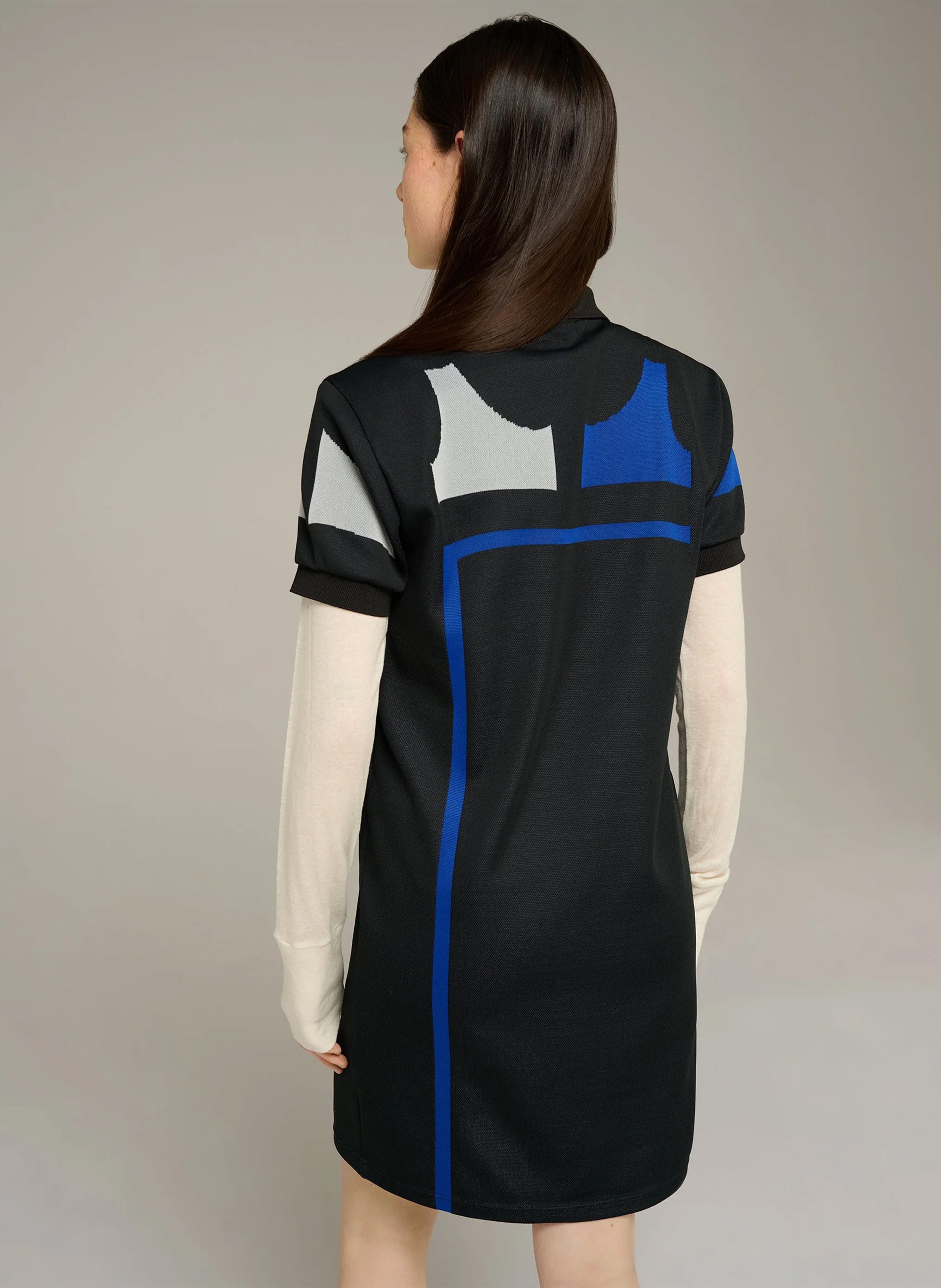 Korte tricot-jurk met polokraagje COTELAC ACOTE Zwart
