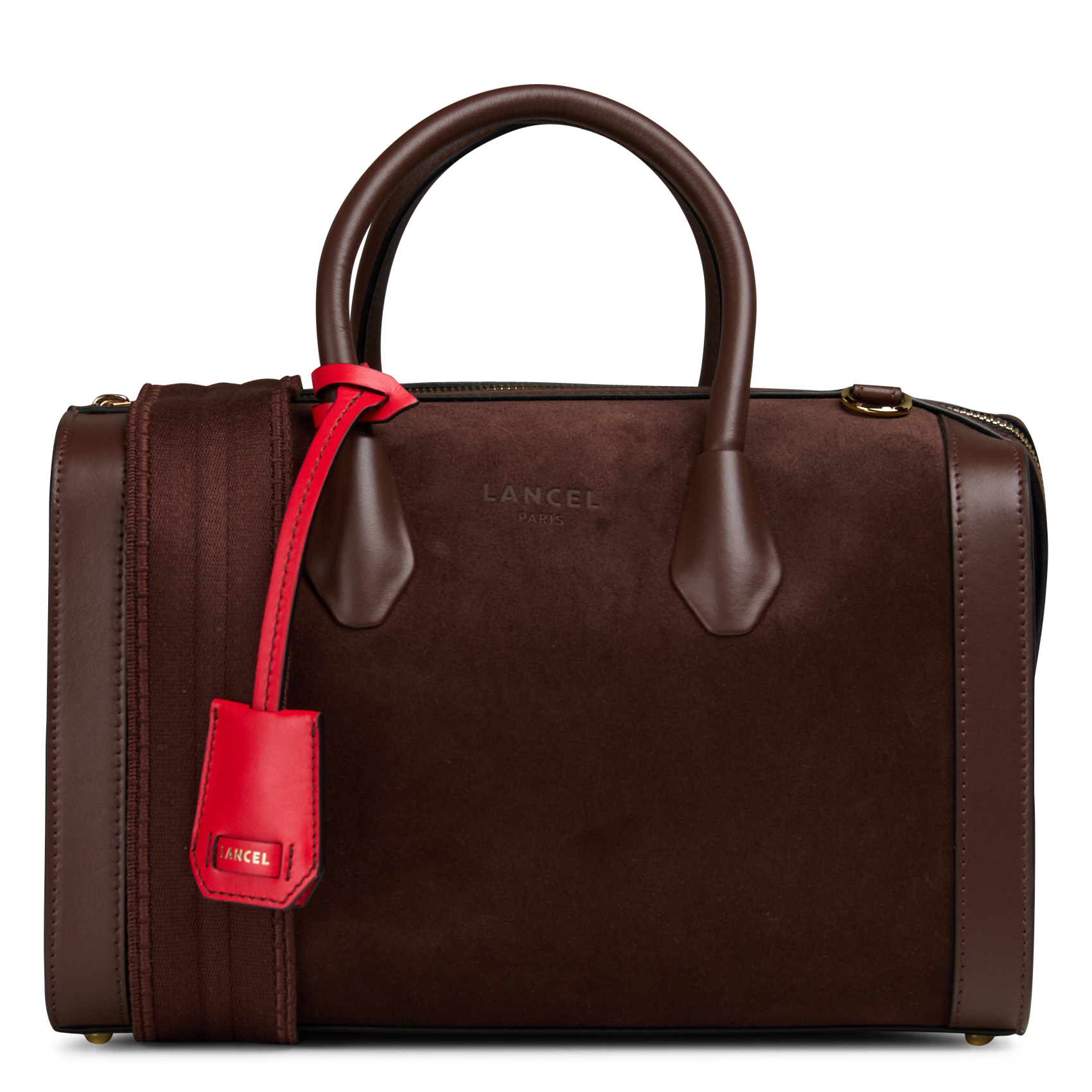 Cylindrical leather shoulder bag LANCEL Brown