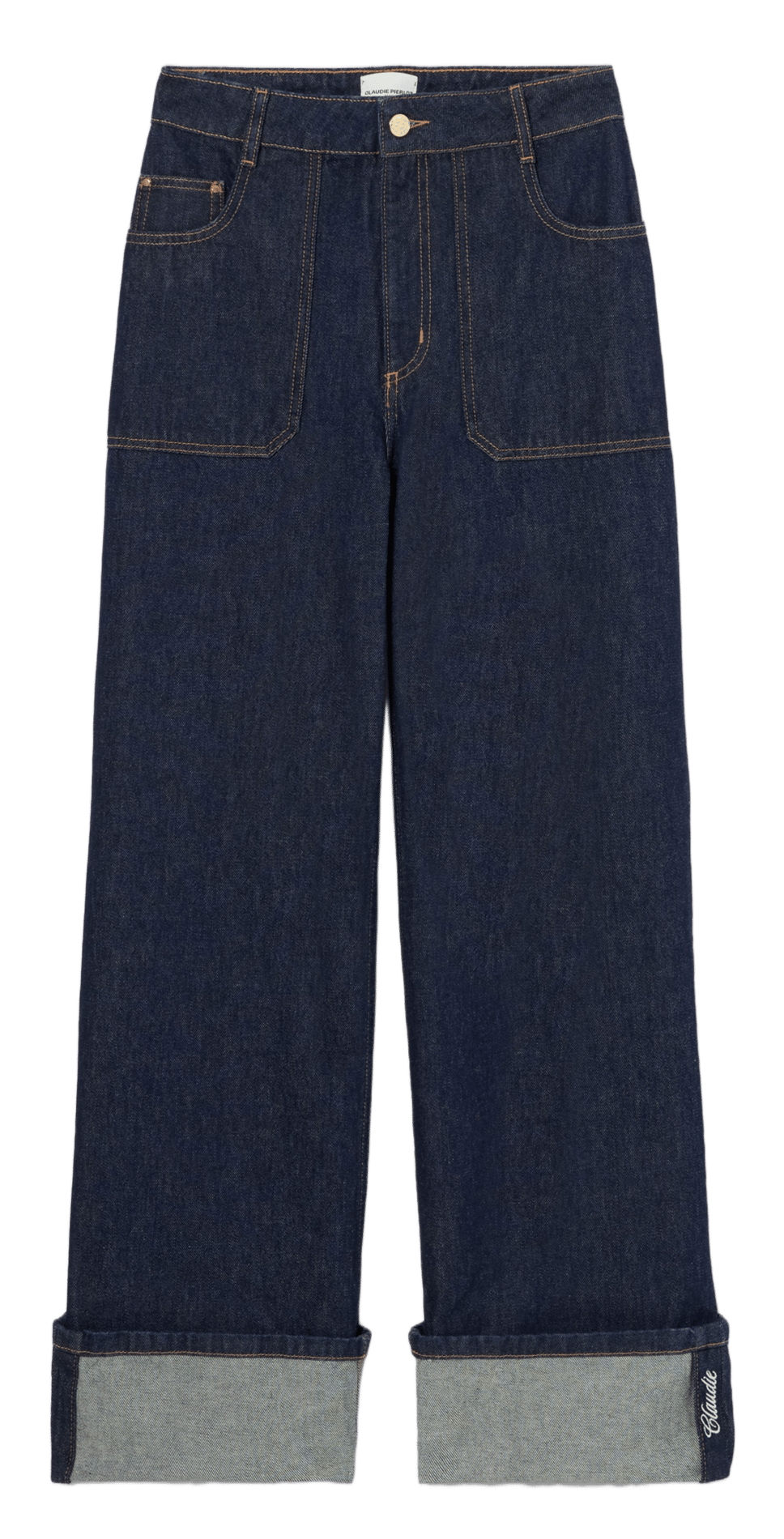 Wide-leg high-waisted cotton jeans CLAUDIE PIERLOT Blue