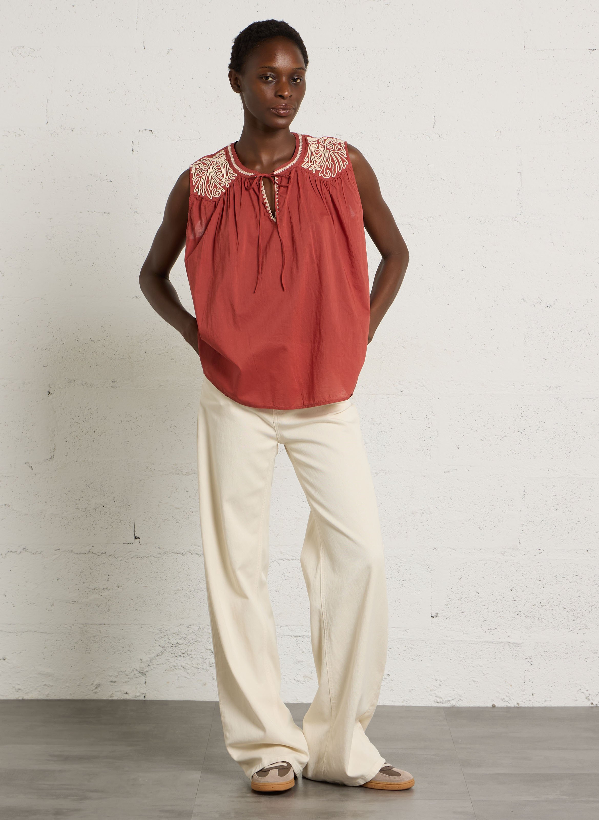 Weites Baumwoll-Top SUD EXPRESS Orange