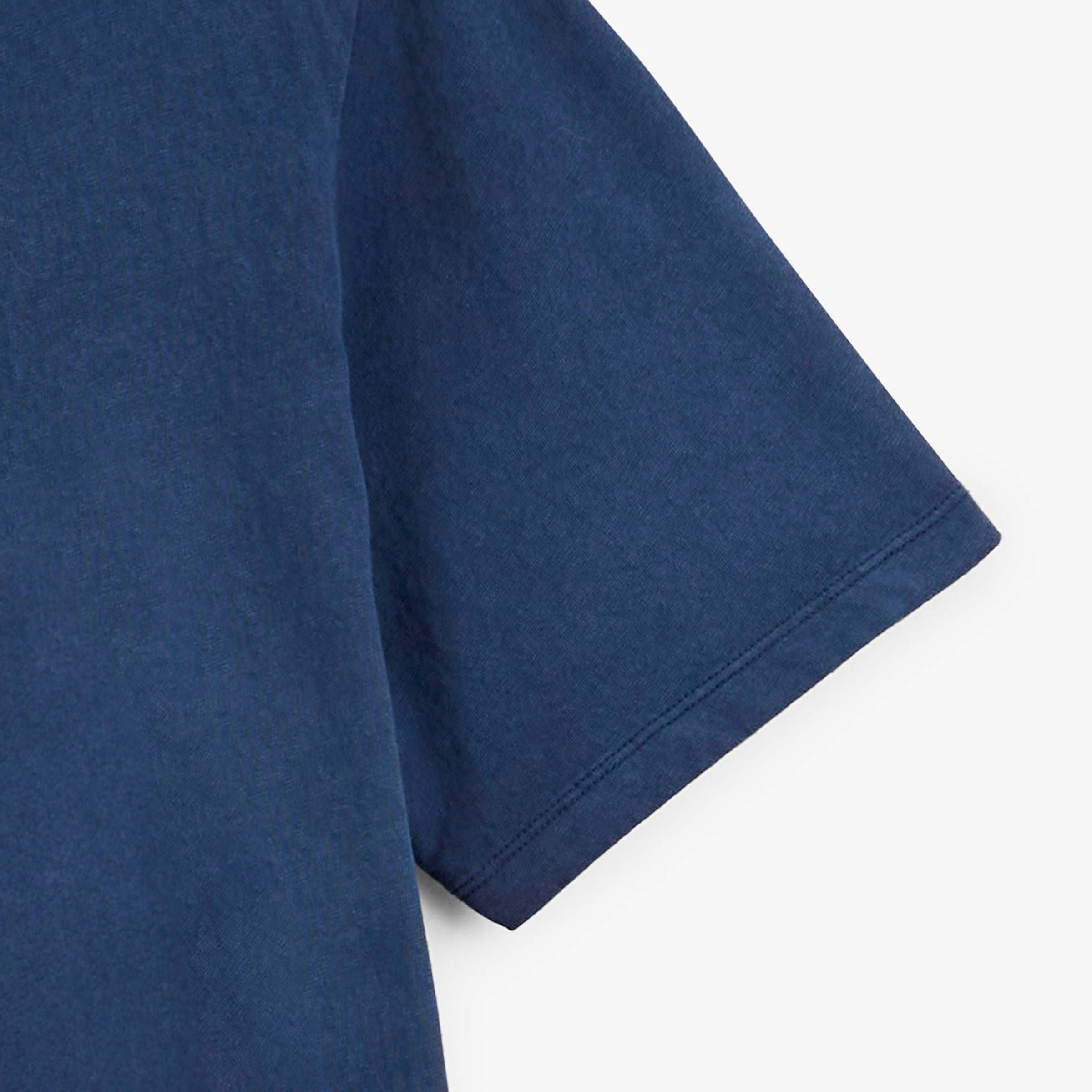 Short-sleeved navy blue linen blend T-shirt SERGE BLANCO Blue