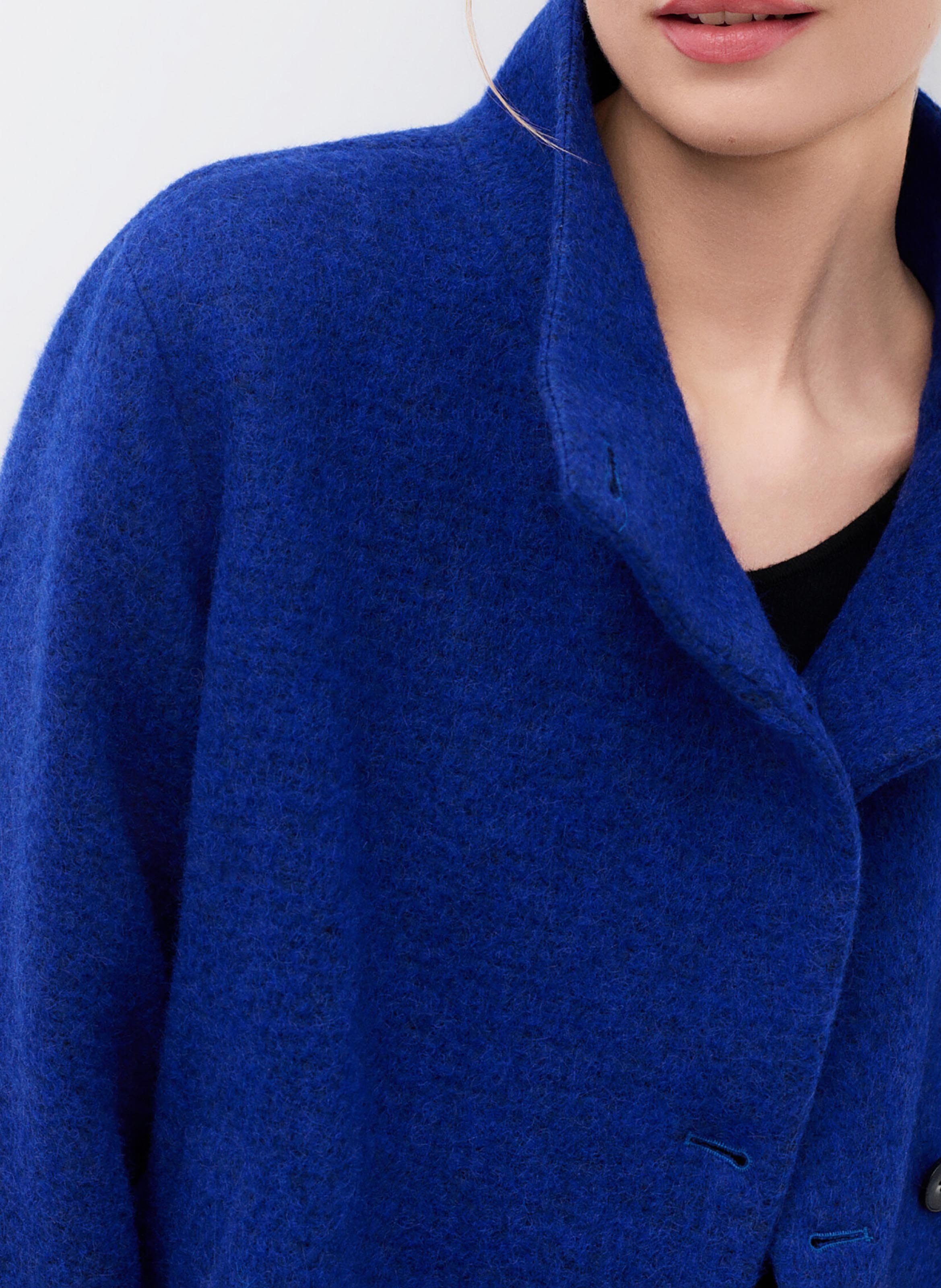 Manteau col montant en laine mélangée CAROLL Bleu