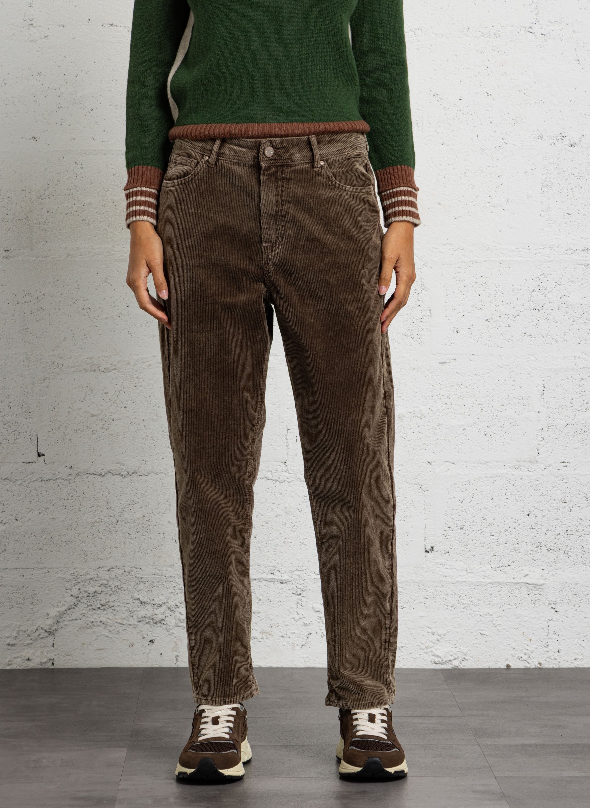 Pantalon slim en coton mélangé HOD PARIS Marron