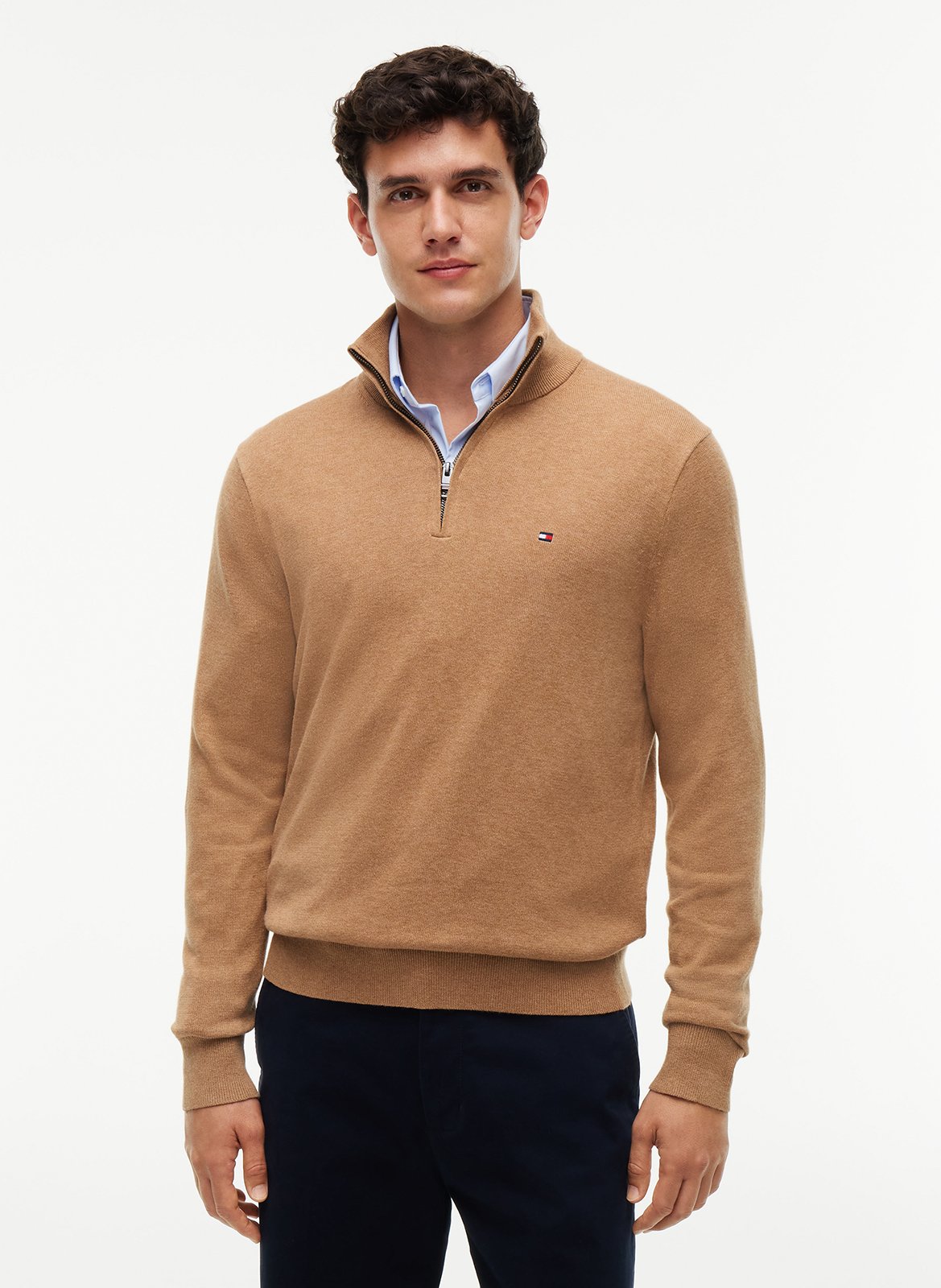 Pull col montant regular-fit en coton bio et cachemire  TOMMY HILFIGER