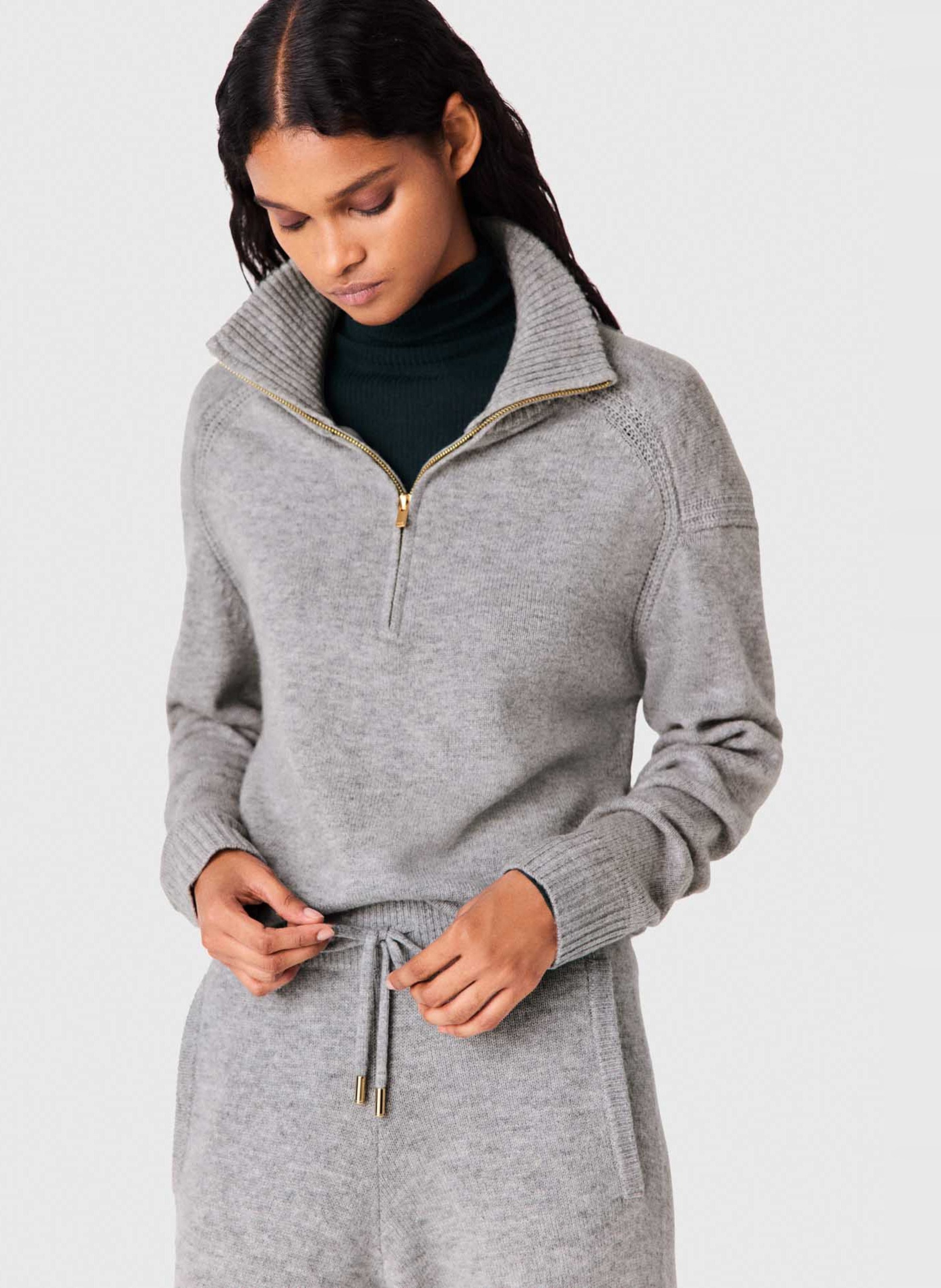 Pantalon droit en laine mélangée MAJE Gris