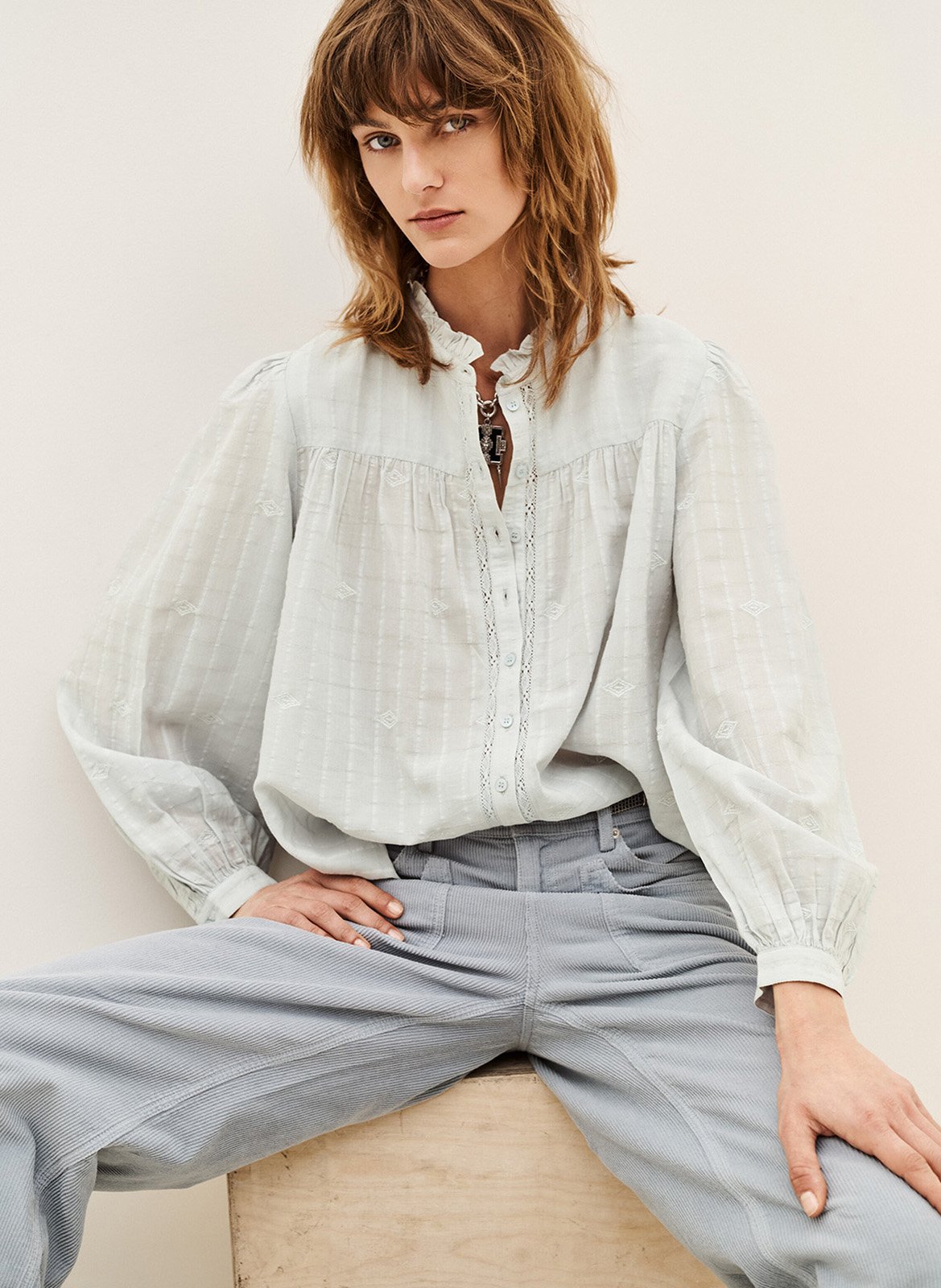 Chemise ample en coton mélangé BA&SH Bleu