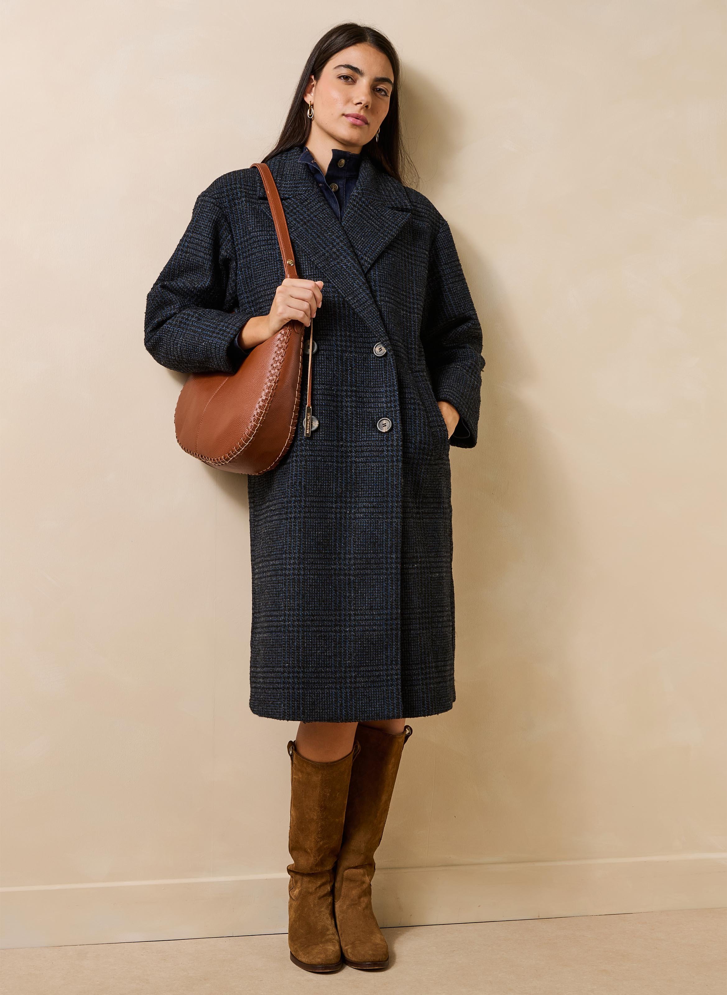 Manteau droit col tailleur LA FEE MARABOUTEE Bleu