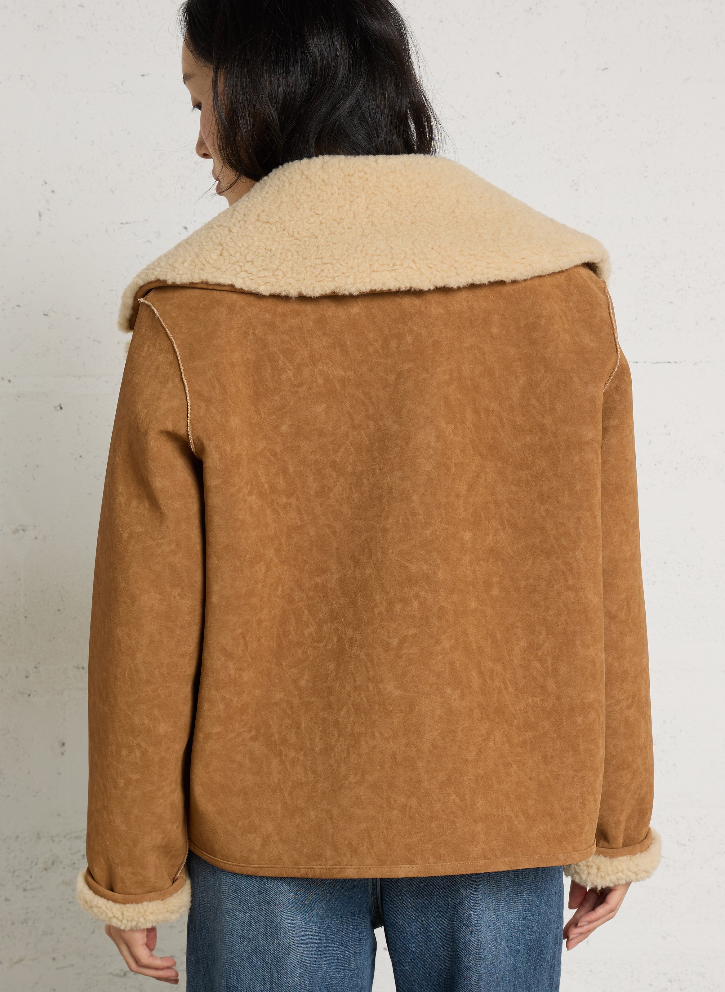 Veste ample col tailleur LEON & HARPER Marron