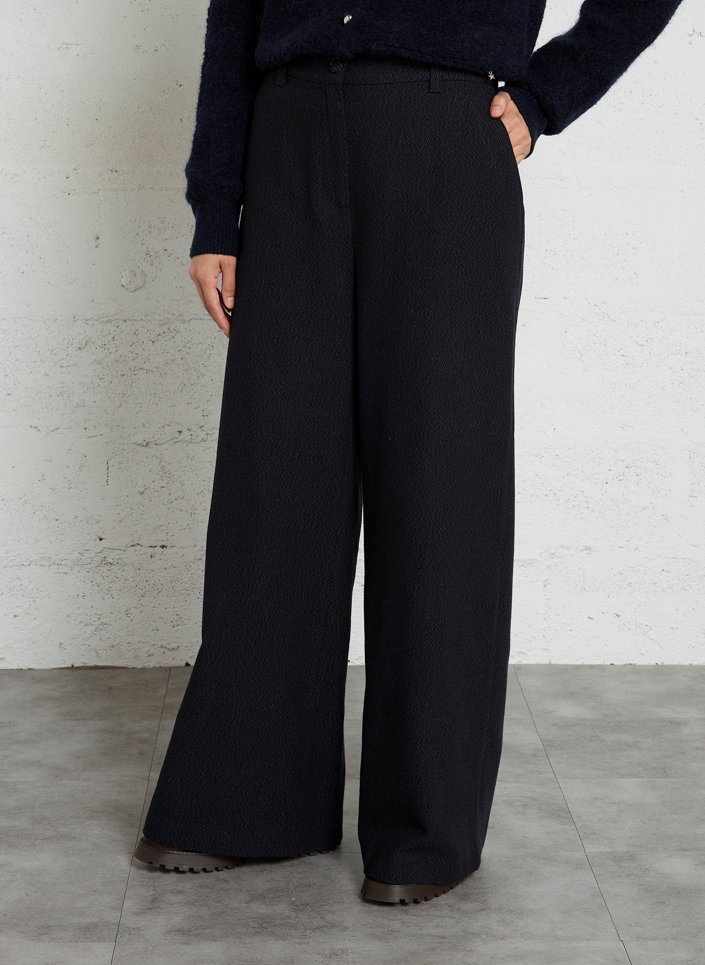 Weite Hose aus Baumwoll-Mix RUE DE TOKYO Blau