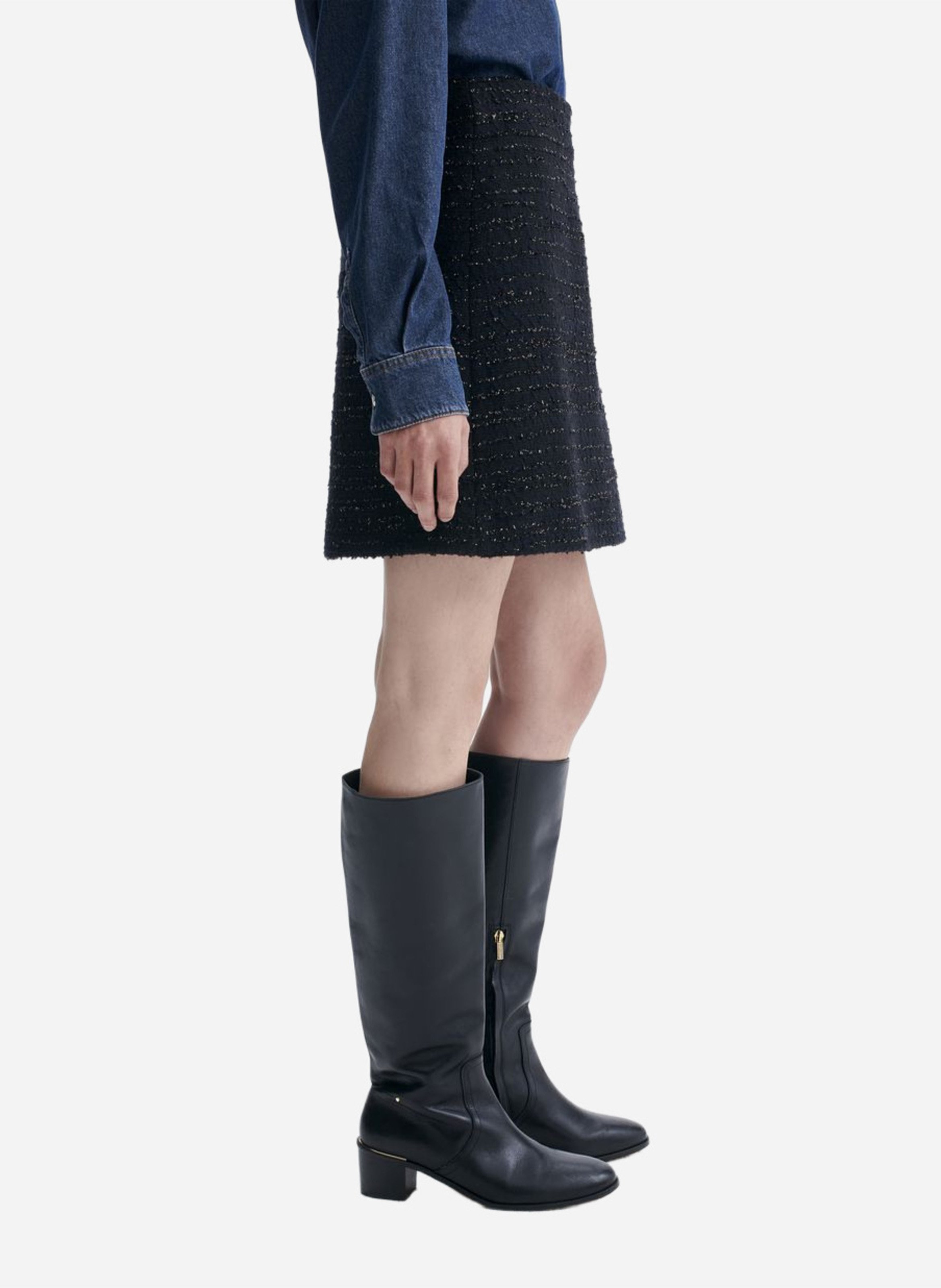 Kurzer, gerade geschnittener Tweed-Rock VANESSA BRUNO Schwarz