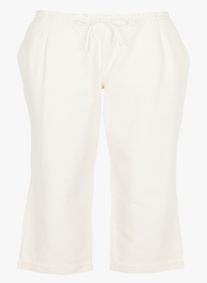 High-waisted Straight-leg Cotton Trousers Ecru Harris Wilson - Women
