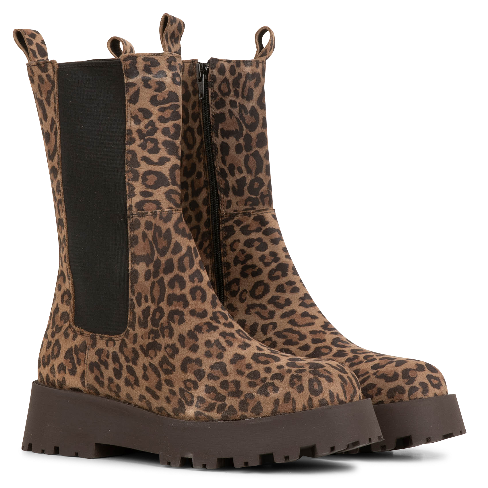 Bottines crantées en cuir imprimé léopard JB MARTIN Marron