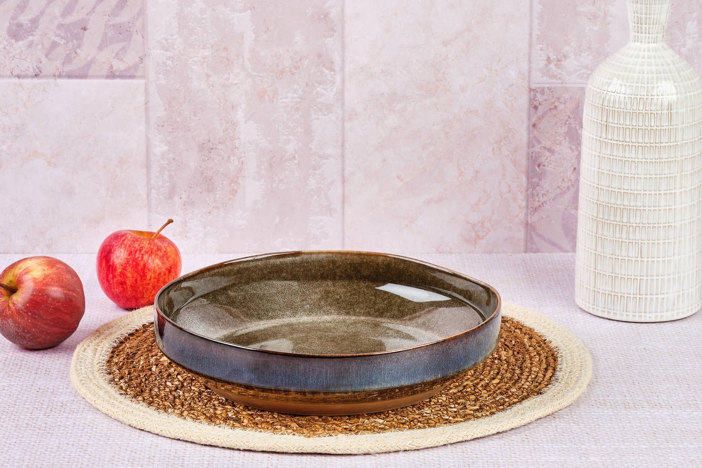 Stoneware fruit basket BJORN Brown