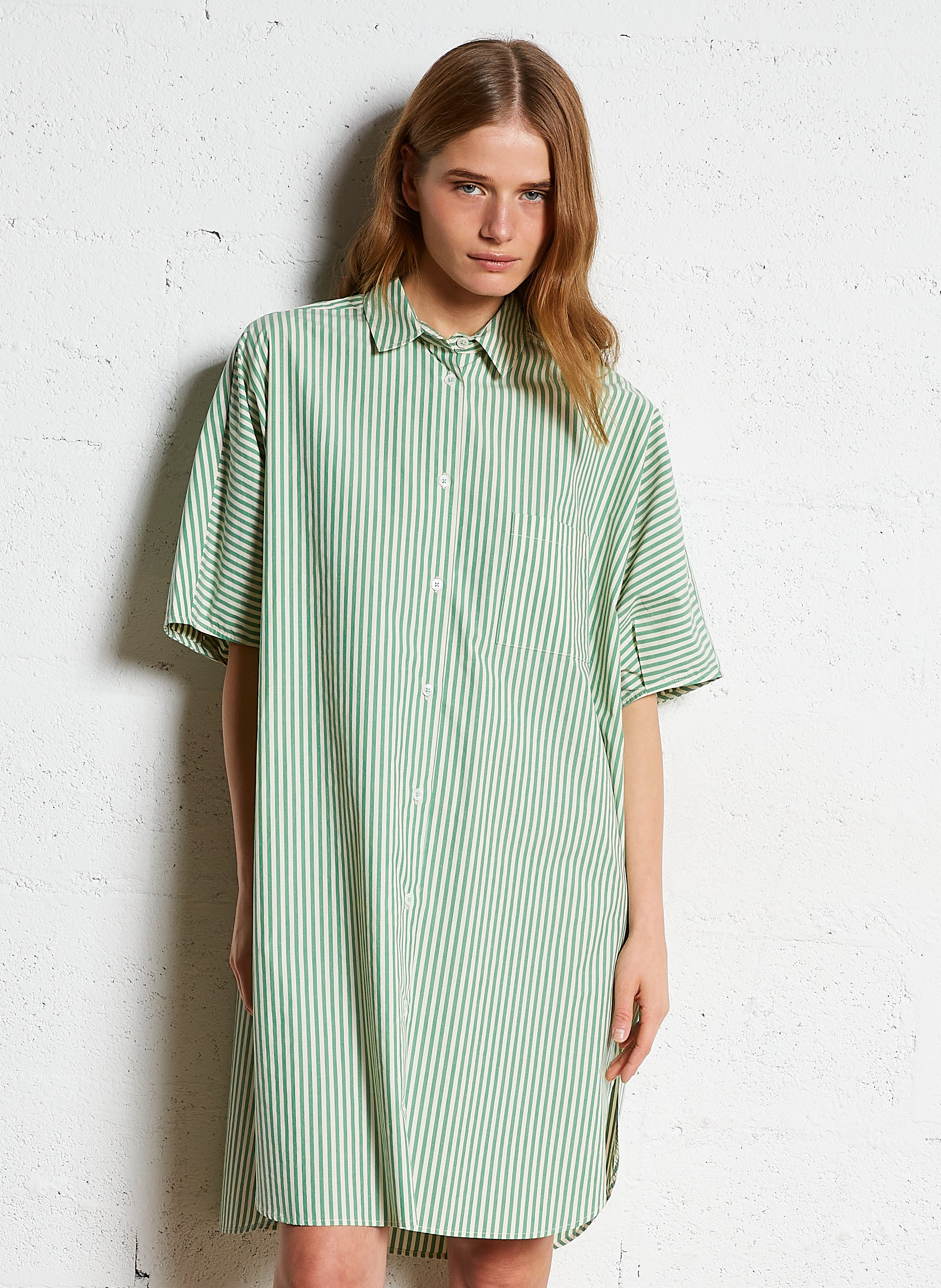 Striped cotton blend shirt dress BELLEROSE
