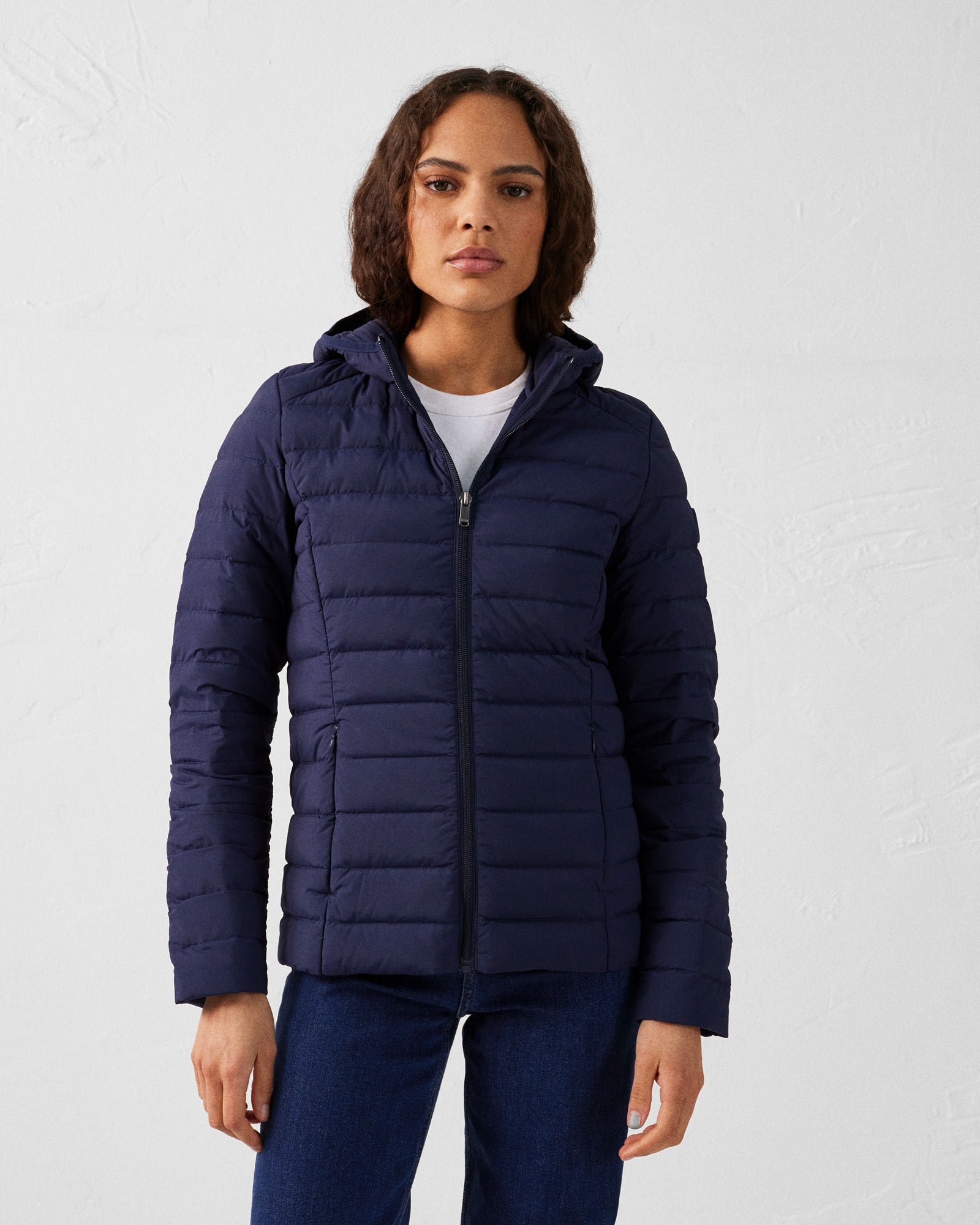 Lightweight stretch hooded puffer jacket Salma JOTT Blue