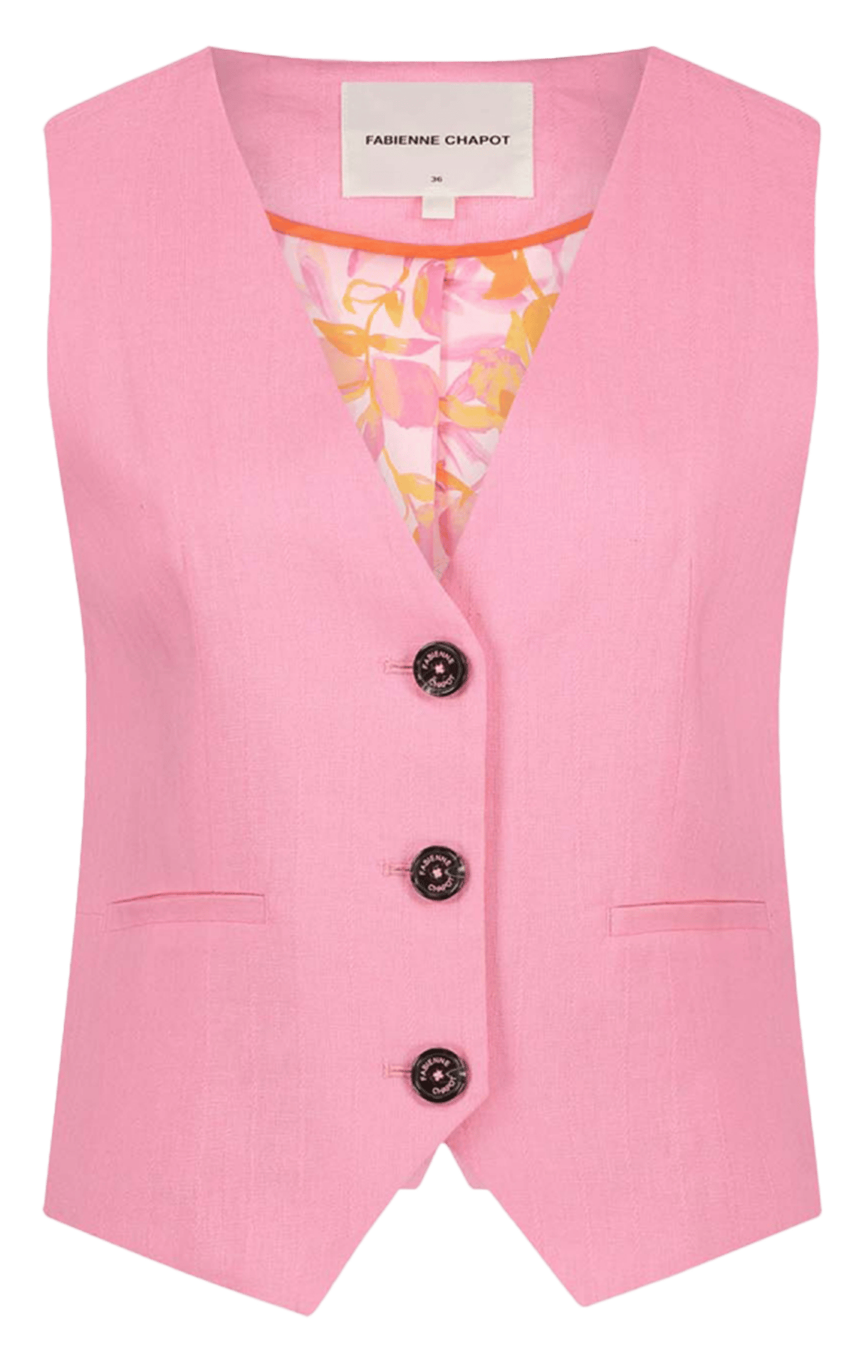 Linen-blend suit waistcoat FABIENNE CHAPOT Pink