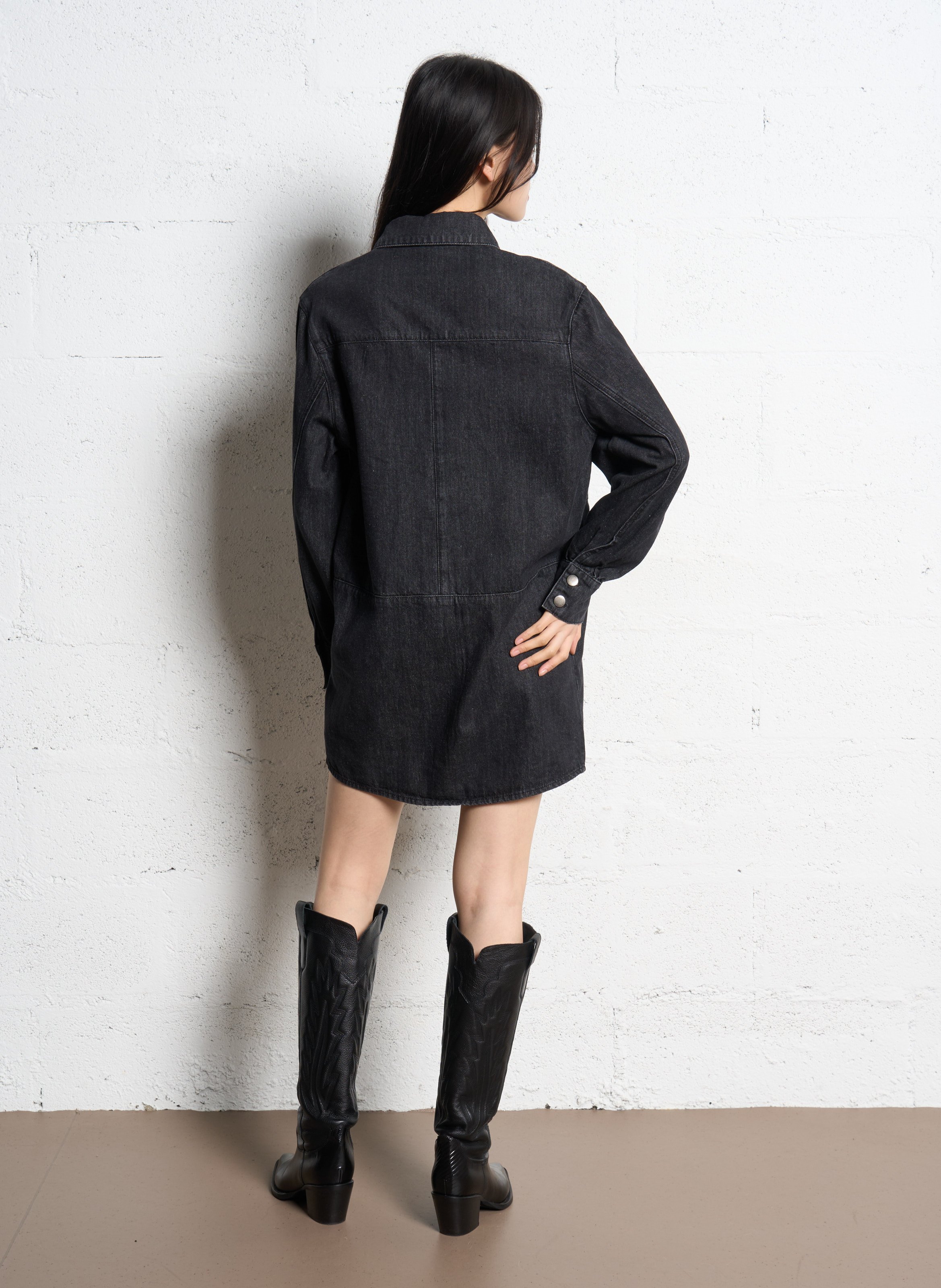 Oversize-Kleid aus Baumwollmischung SUNCOO Schwarz