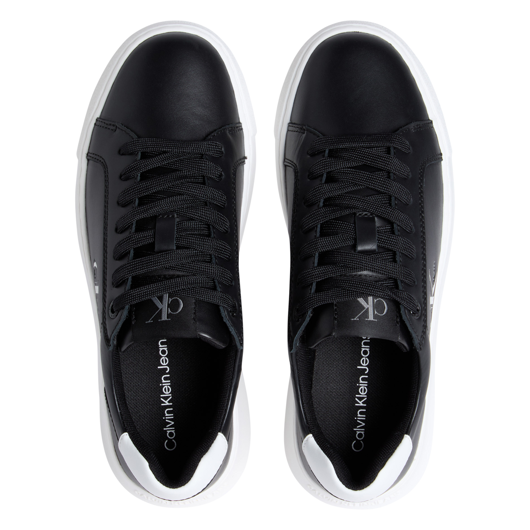 Baskets basses à logo en cuir CALVIN KLEIN Noir