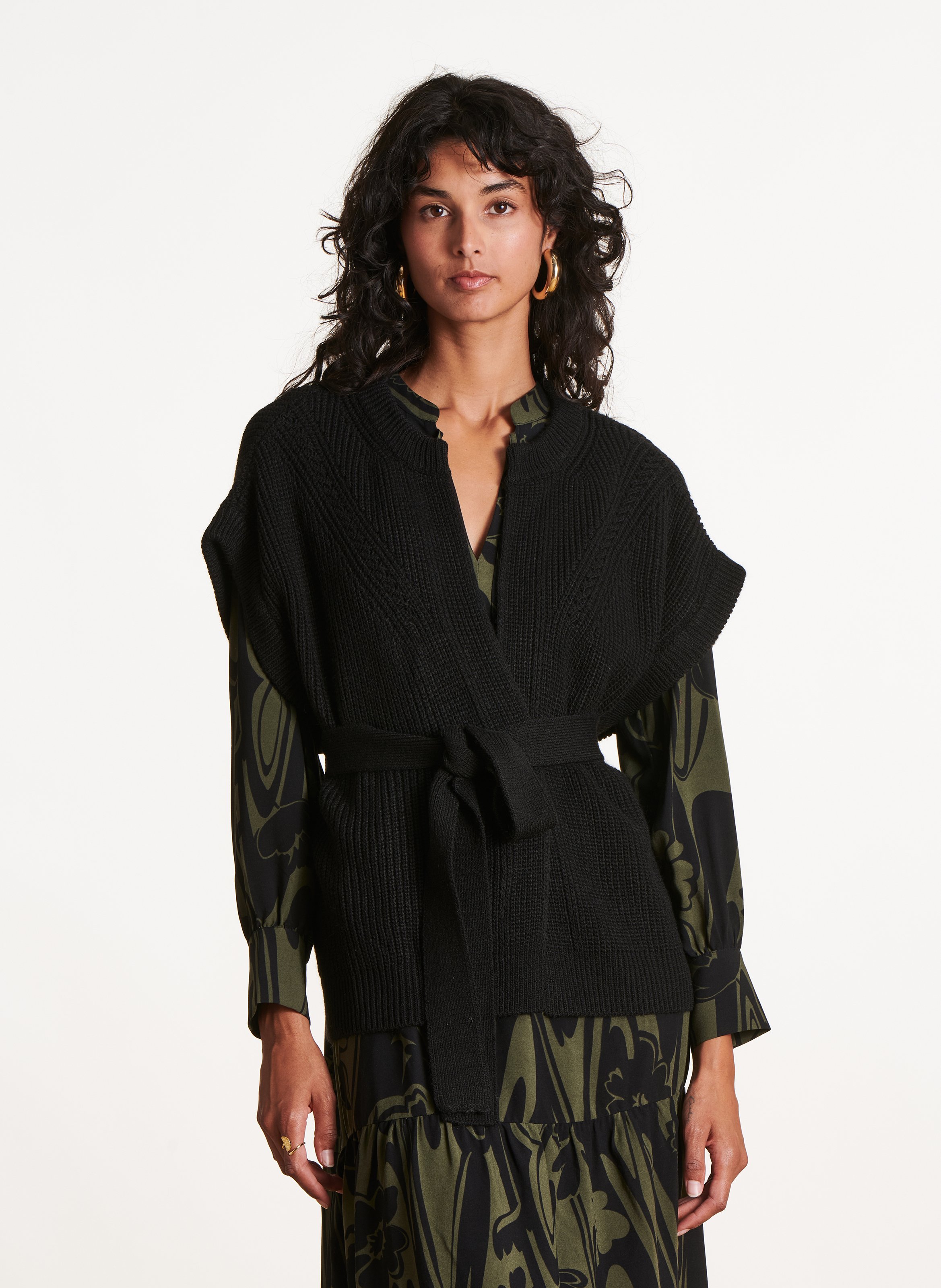 Round-neck cardigan LA FEE MARABOUTEE Black