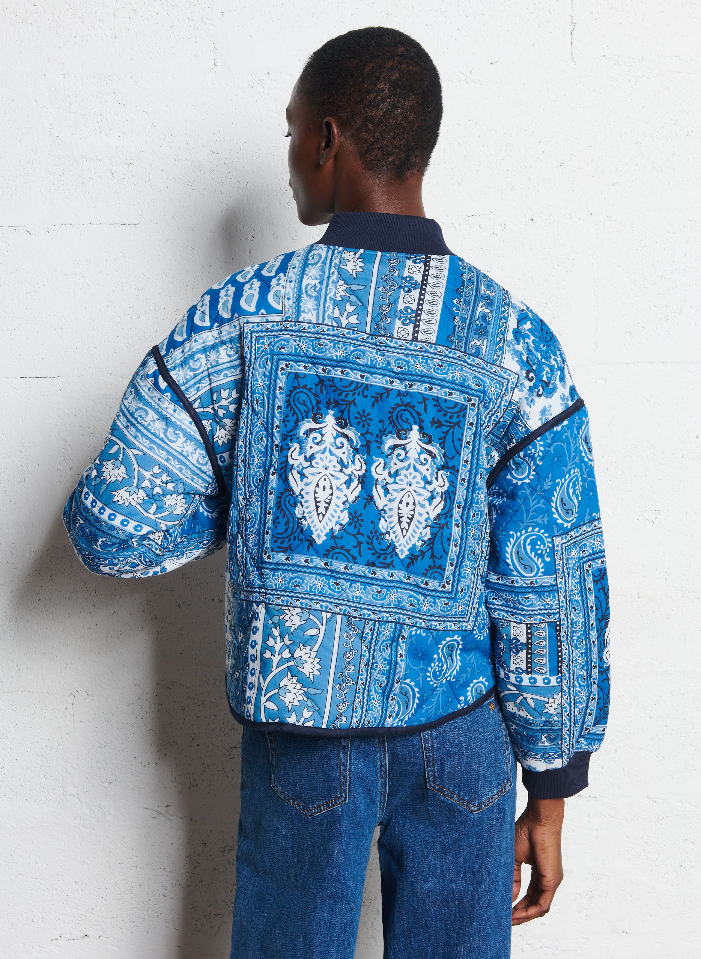 Rundhalsausschnitt bedruckte Baumwolljacke LA PETITE ETOILE Blau