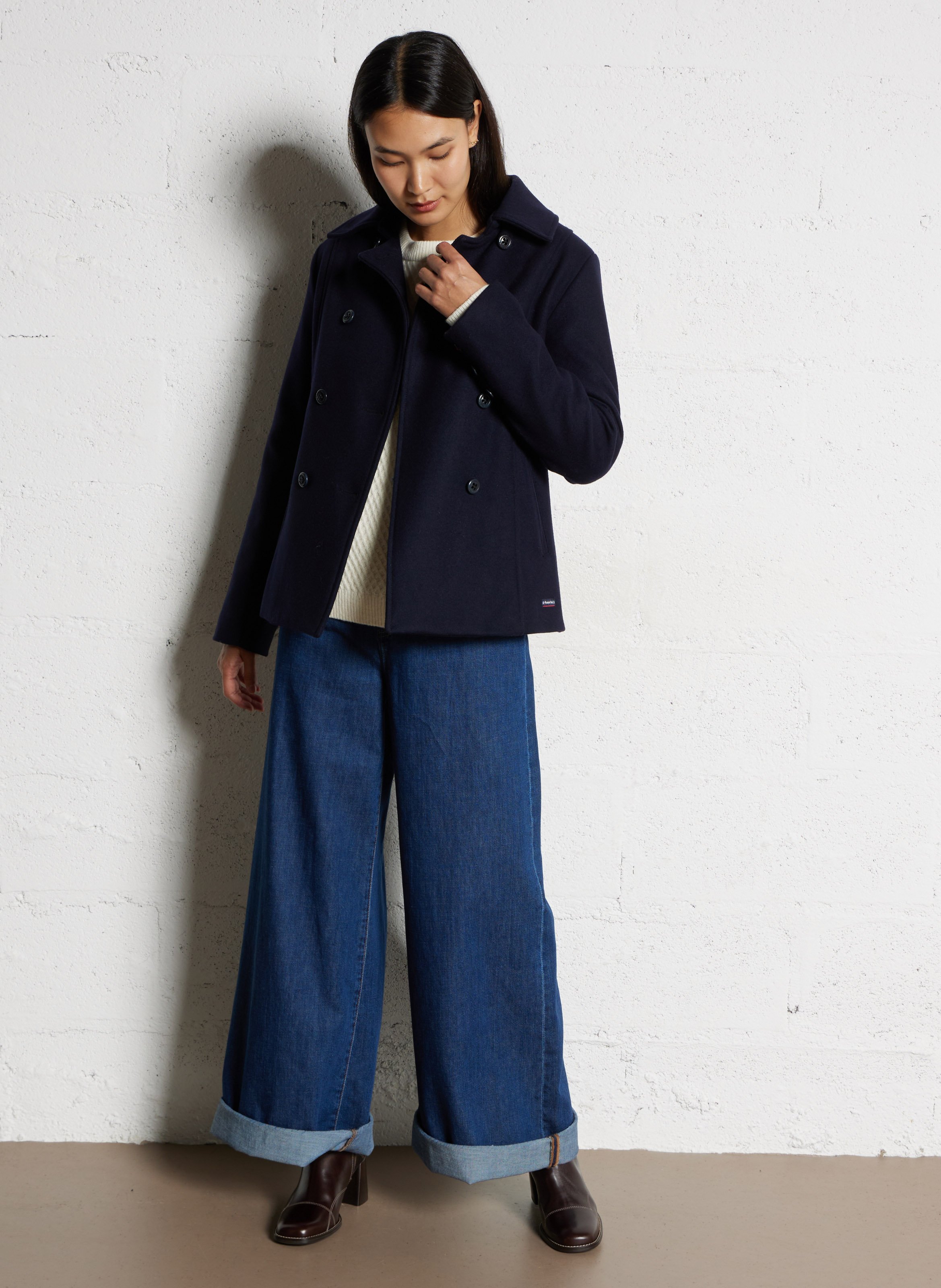 Manteau col tailleur en laine ARMOR LUX Bleu