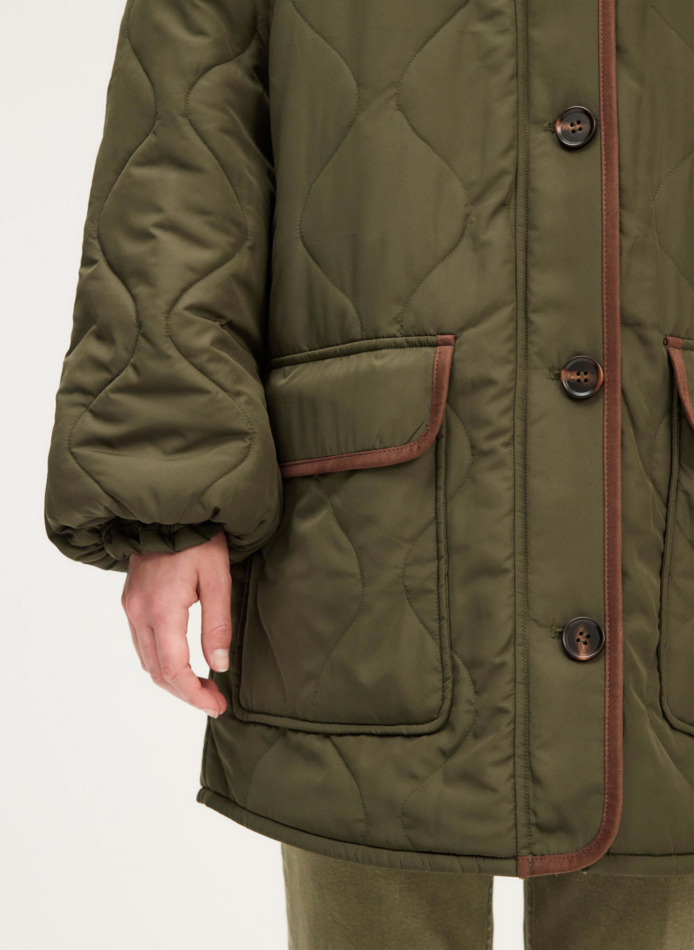 Gewatteerde rechte jas PABLO Kaki