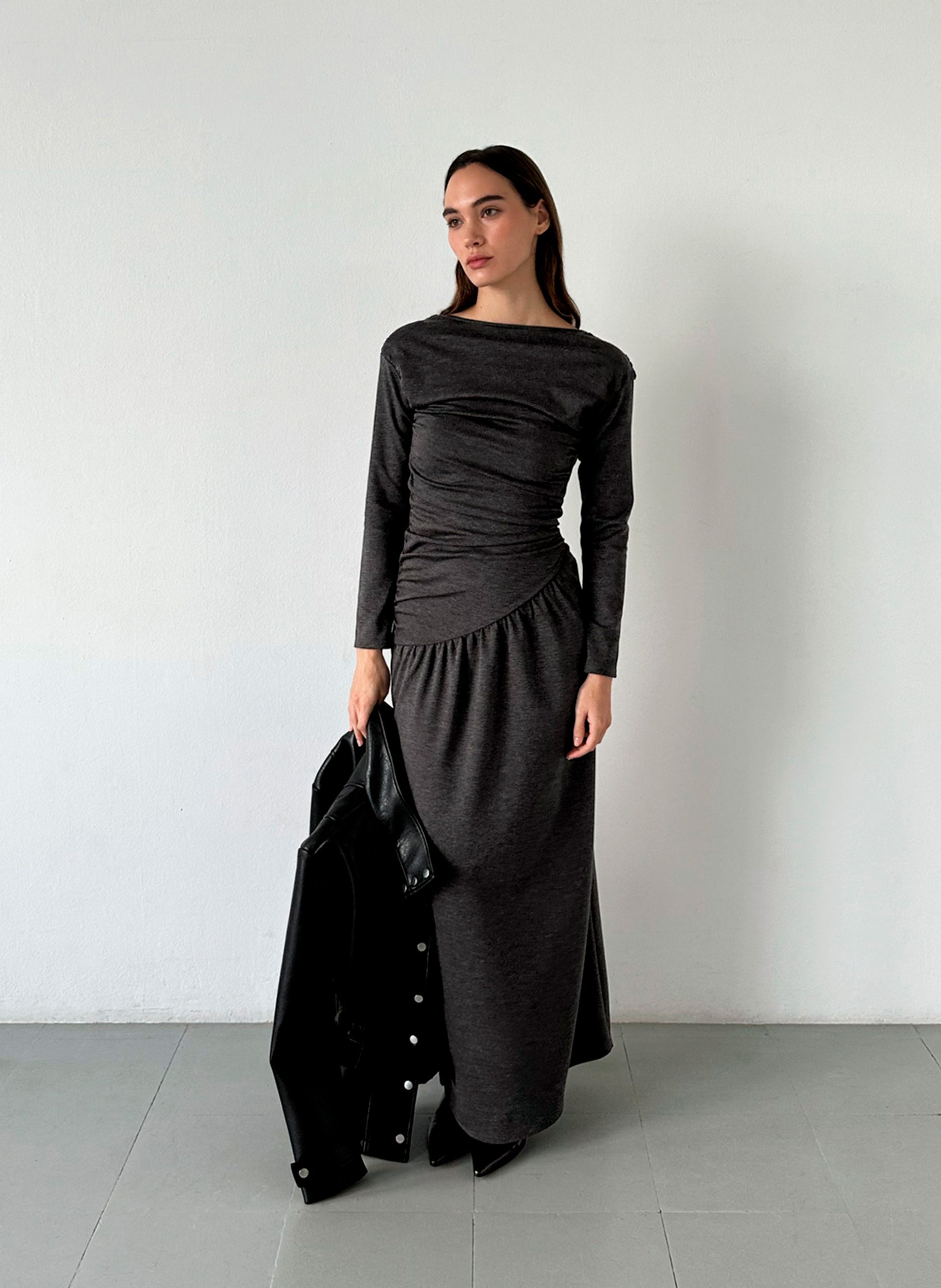 Long boat-neck dress LAAGAM Silver