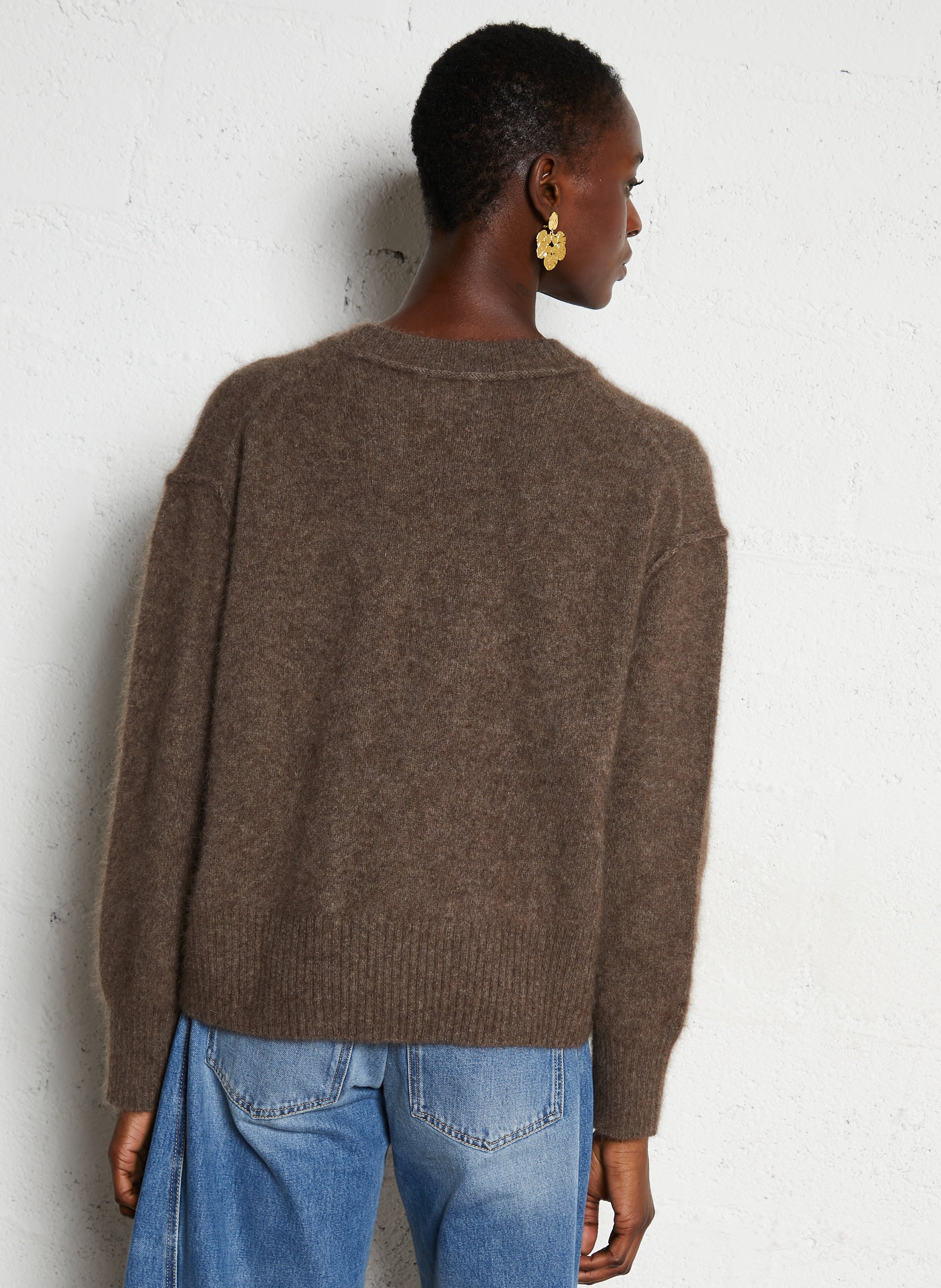 Abidjan wool round-neck sweater BELLA JONES Brown