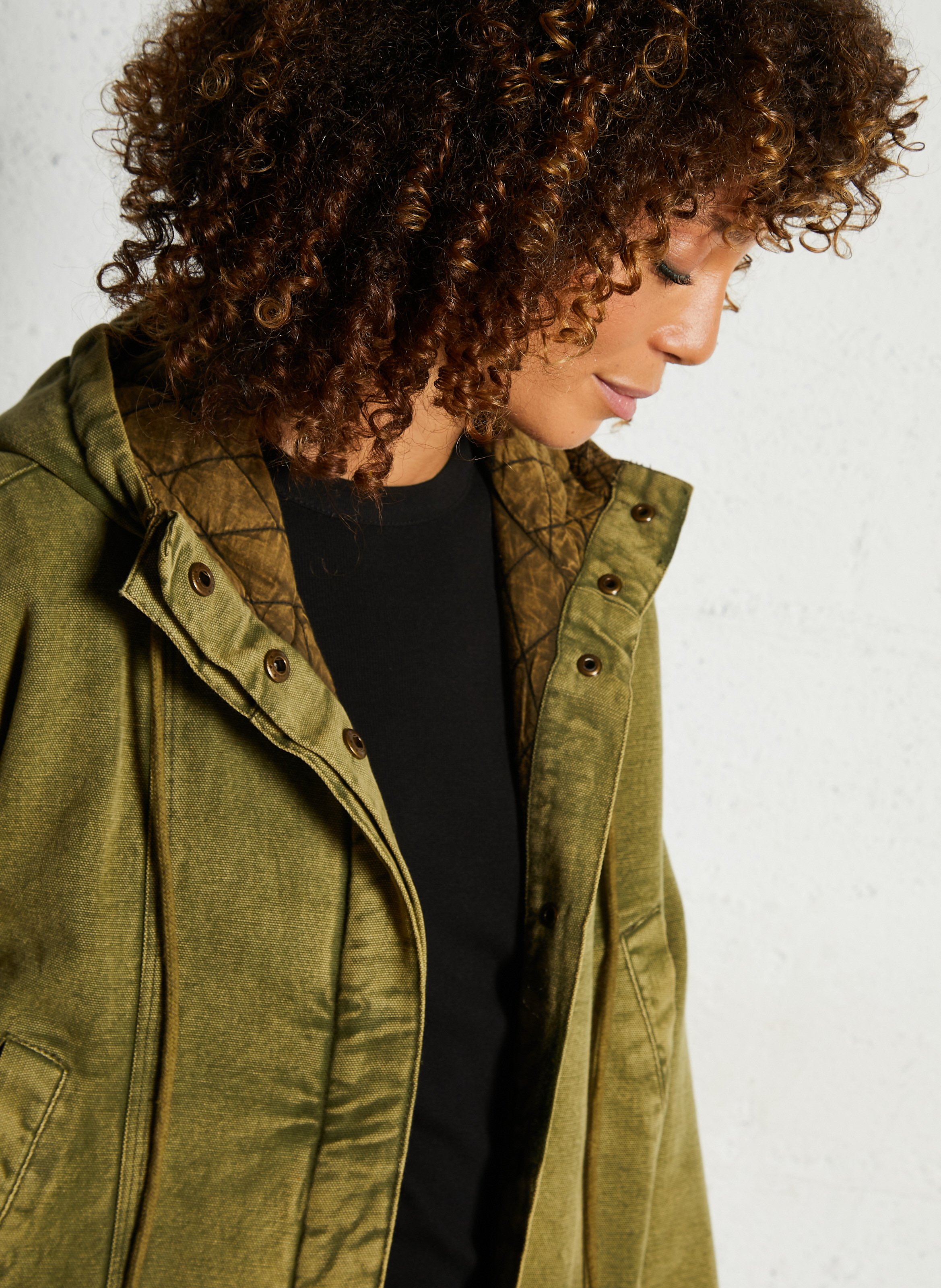 Manteau à capuche en denim LEON & HARPER Kaki