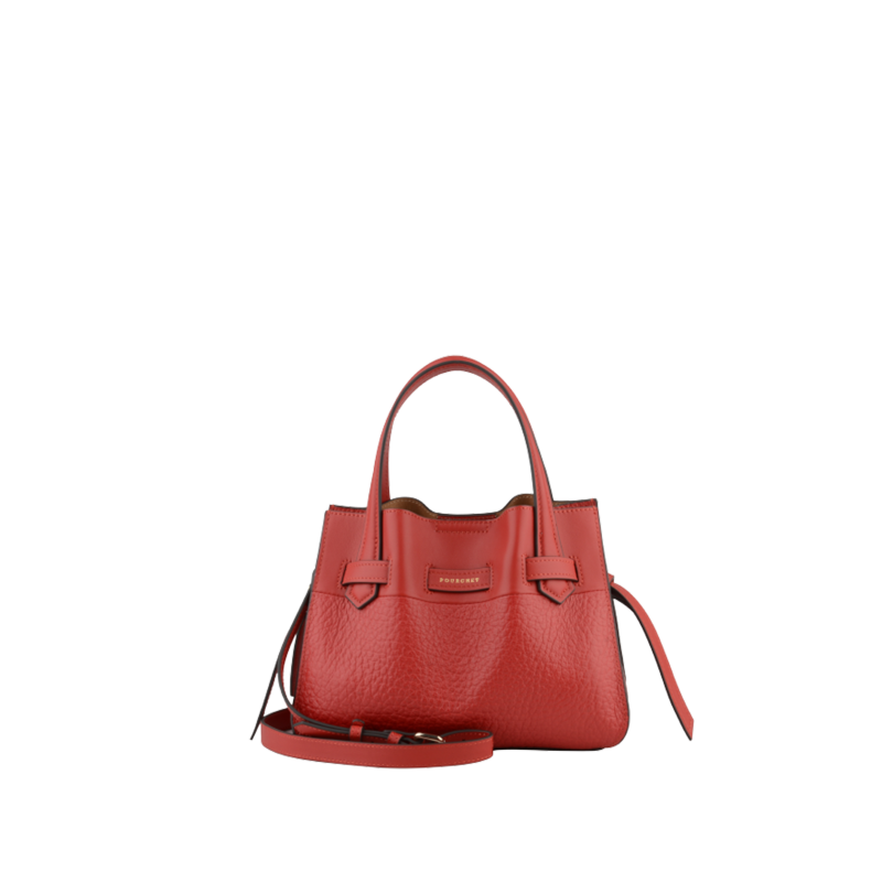 Handbag - cowhide leather POURCHET Red
